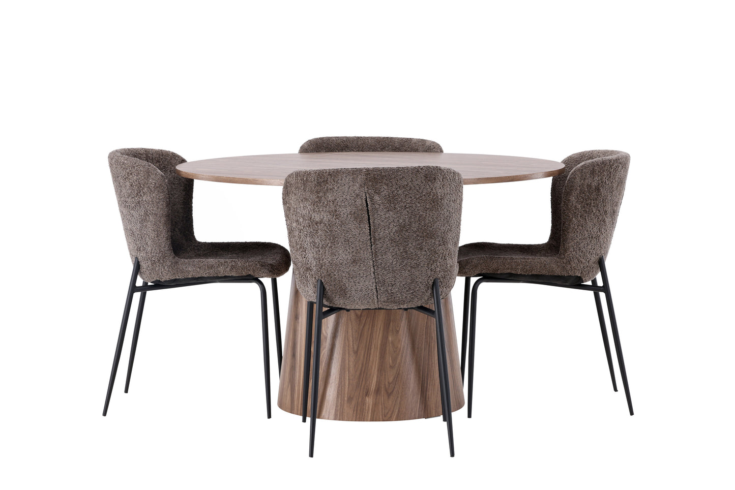 Lanzo Matbord med Modesto Stolarna – Bord: ⌀120 Stol: 54x79,5x48