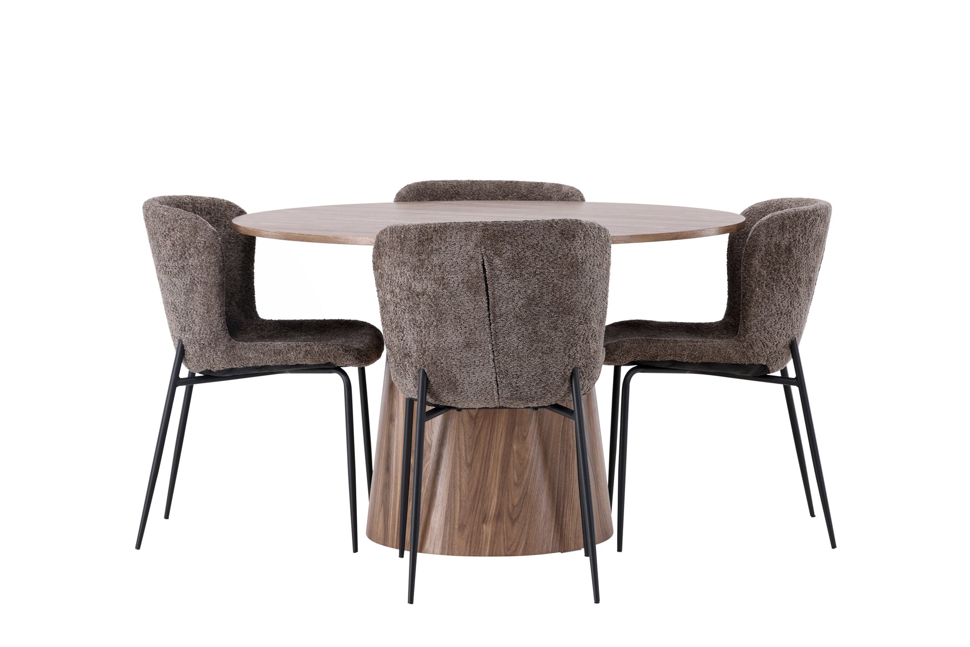 Lanzo Matbord med Modesto Stolarna – Bord: ⌀120 Stol: 54x79,5x48