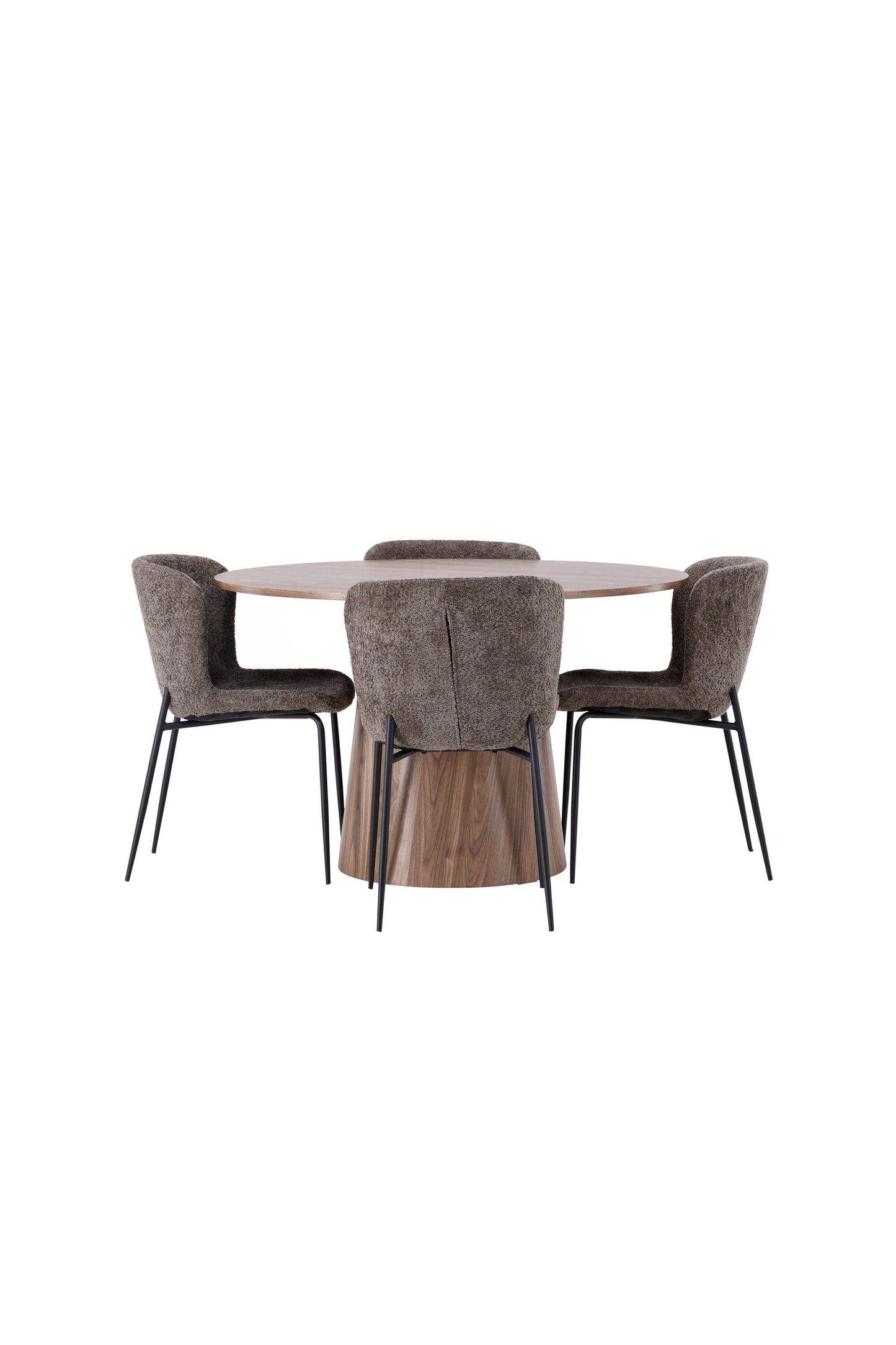 Lanzo Matbord med Modesto Stolarna – Bord: ⌀120 Stol: 54x79,5x48