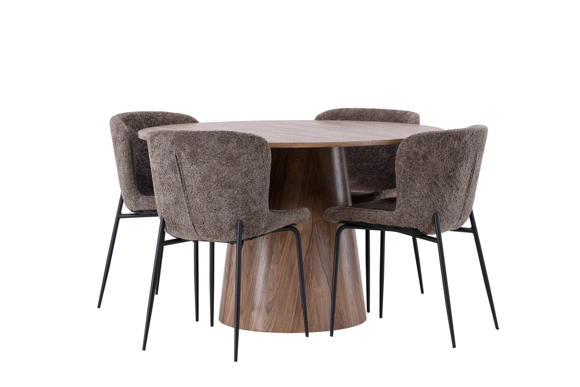 Lanzo Matbord med Modesto Stolarna – Bord: ⌀120 Stol: 54x79,5x48