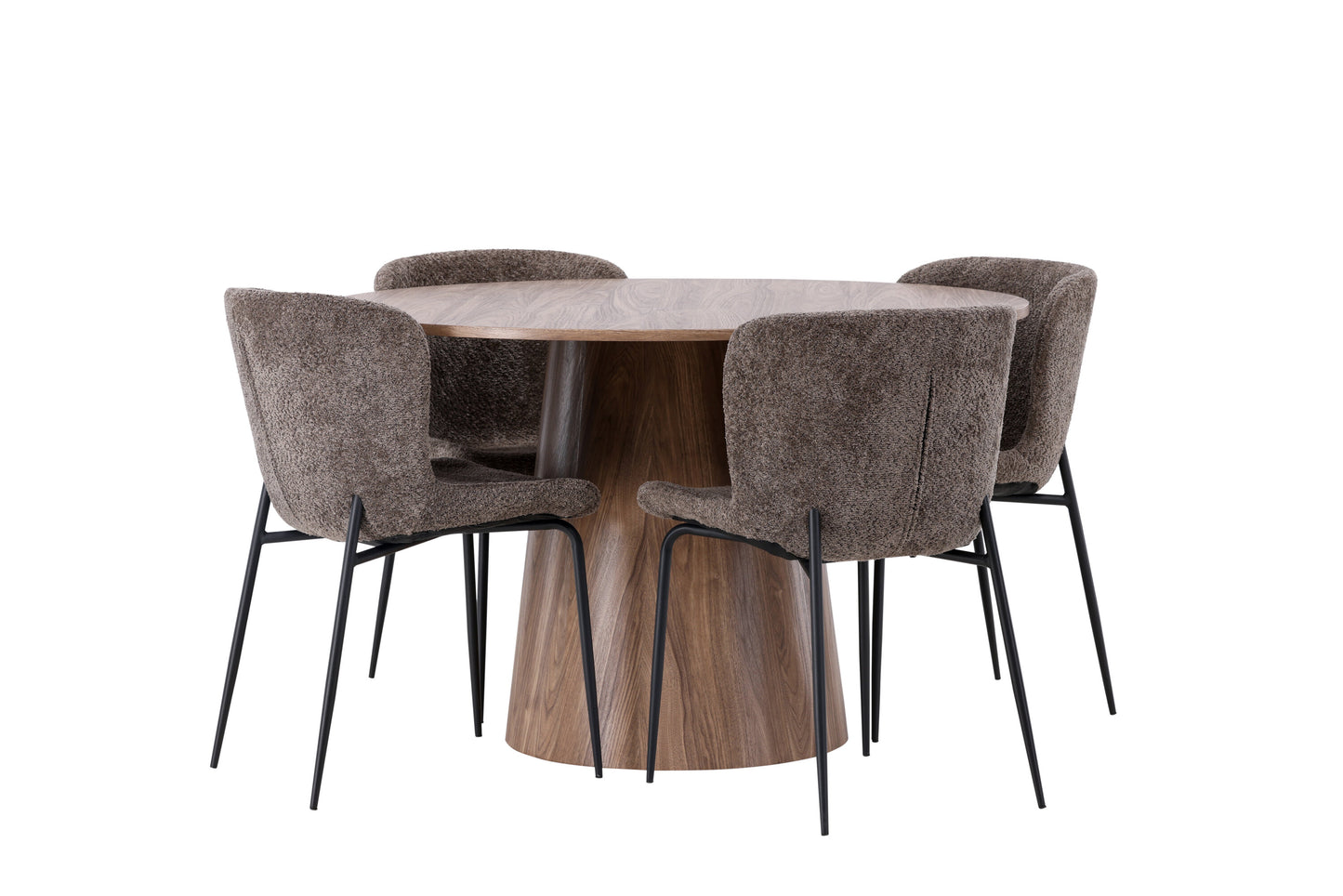 Lanzo Matbord med Modesto Stolarna – Bord: ⌀120 Stol: 54x79,5x48