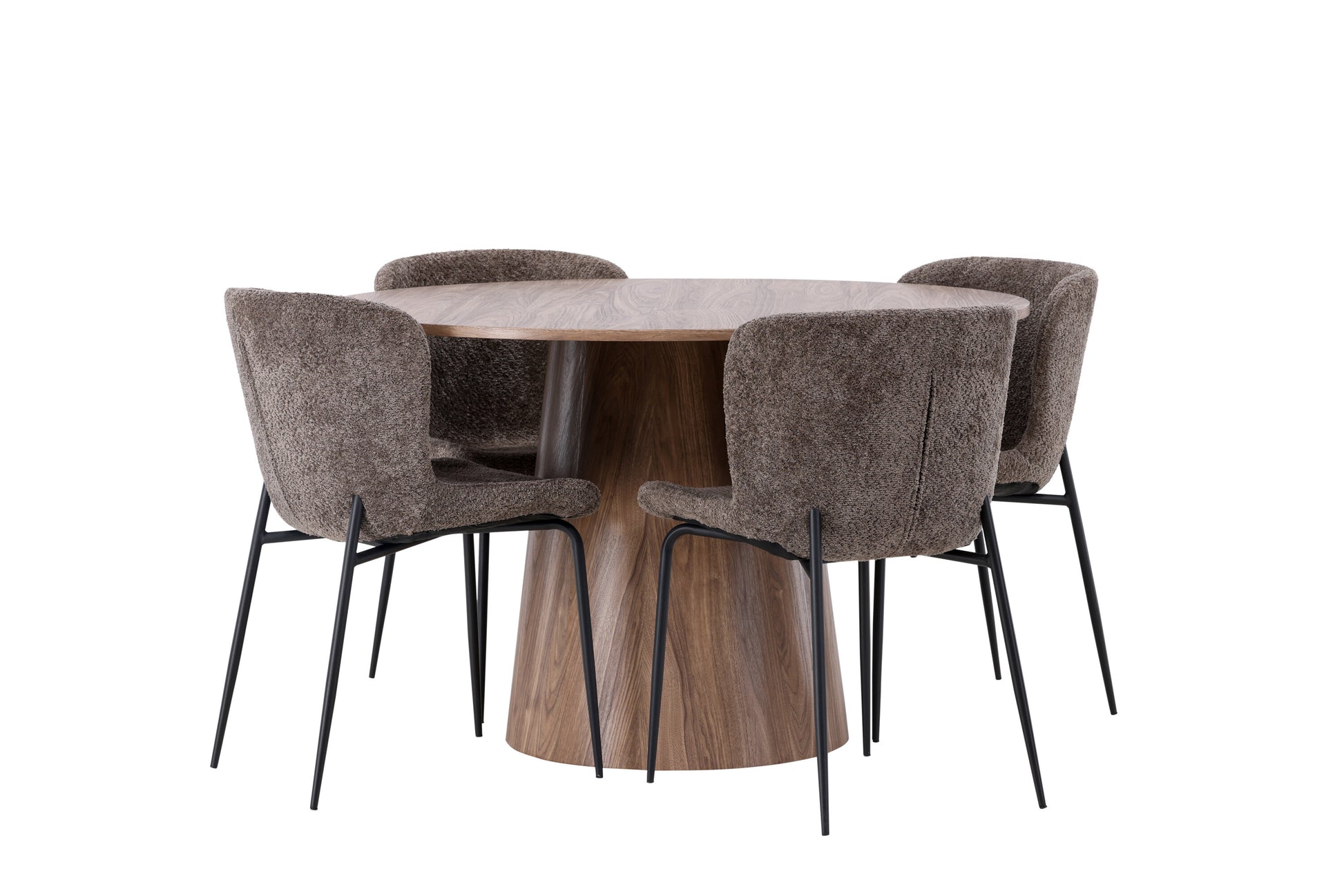 Lanzo Matbord med Modesto Stolarna – Bord: ⌀120 Stol: 54x79,5x48