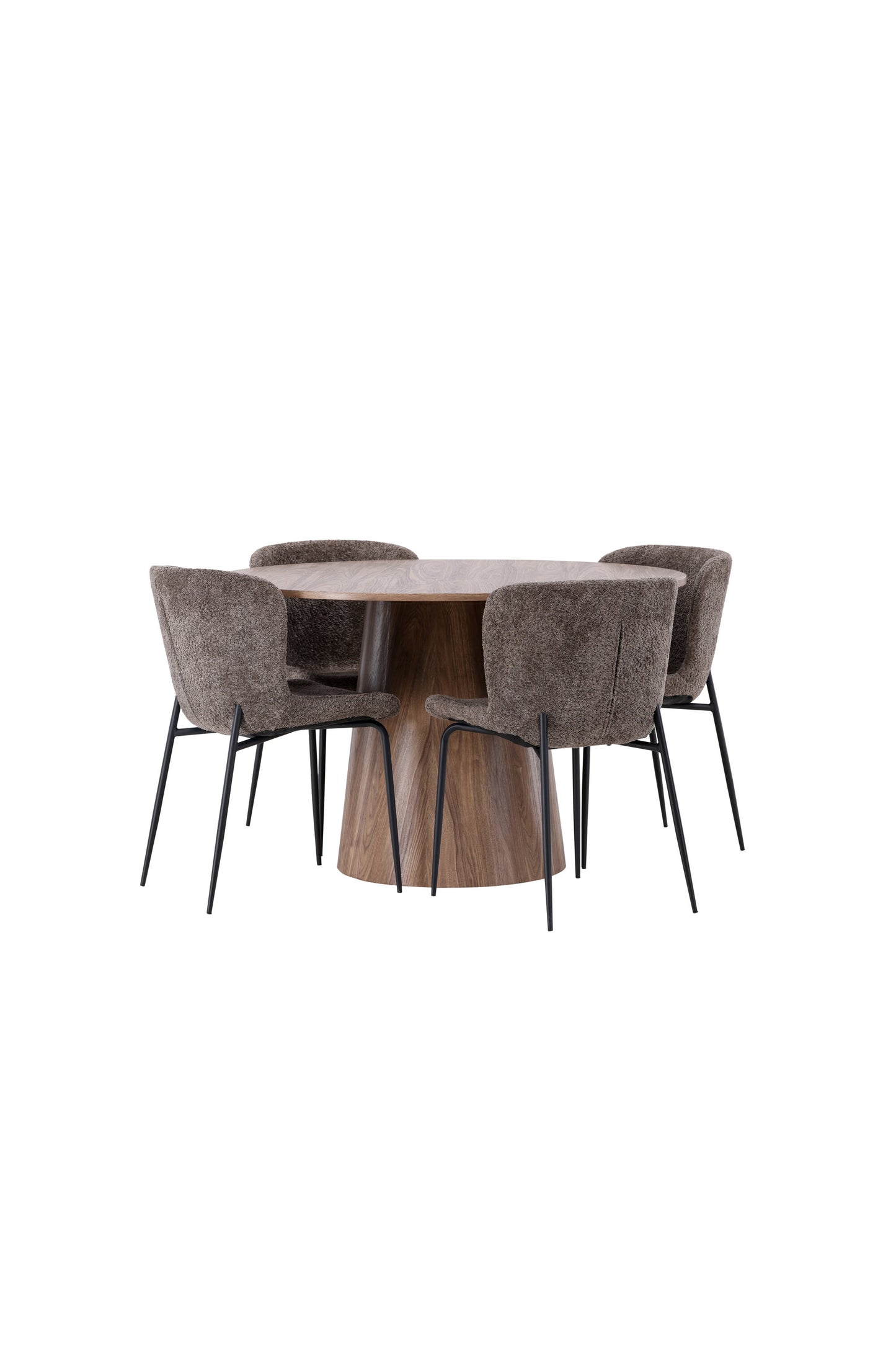 Lanzo Matbord med Modesto Stolarna – Bord: ⌀120 Stol: 54x79,5x48