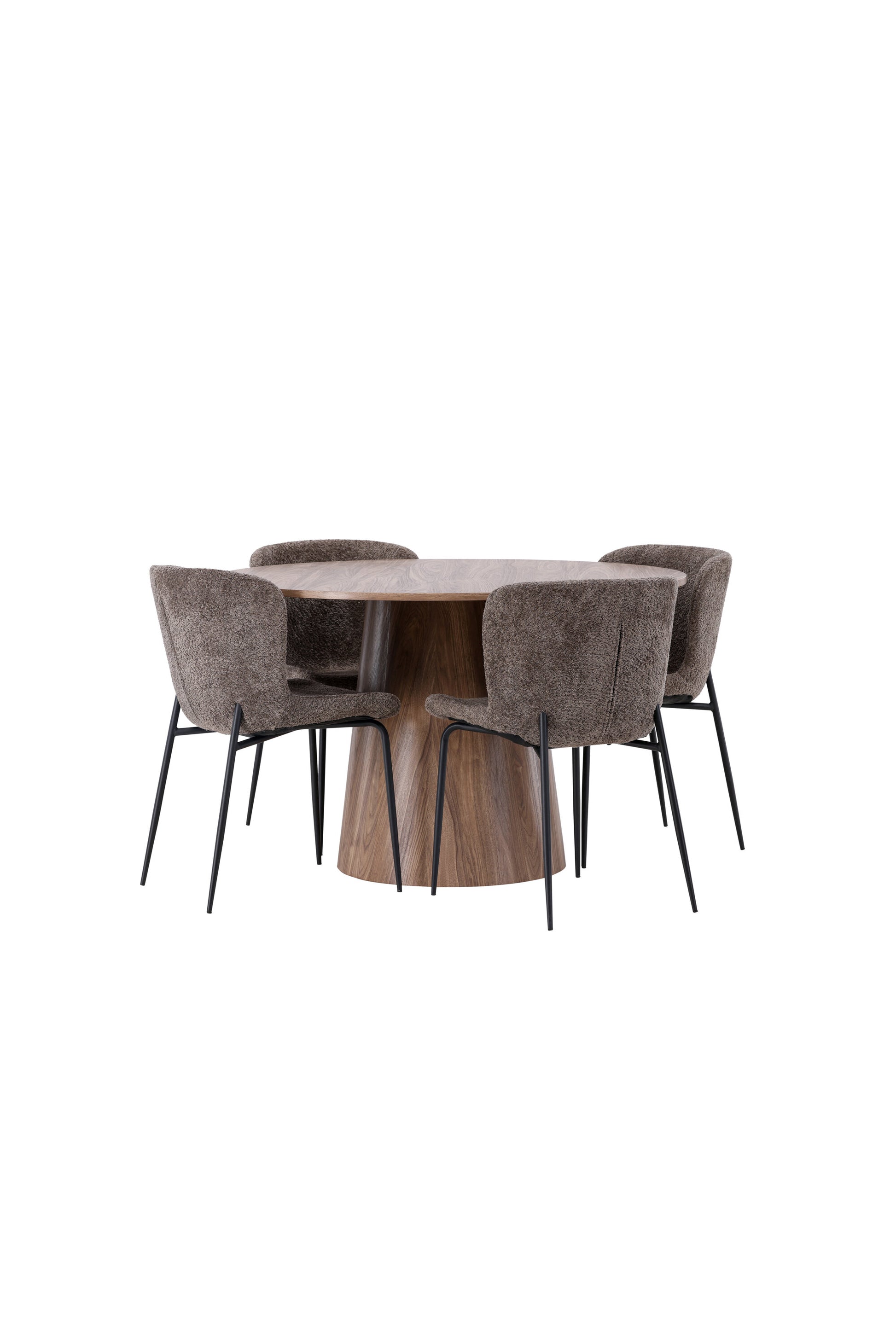 Lanzo Matbord med Modesto Stolarna – Bord: ⌀120 Stol: 54x79,5x48