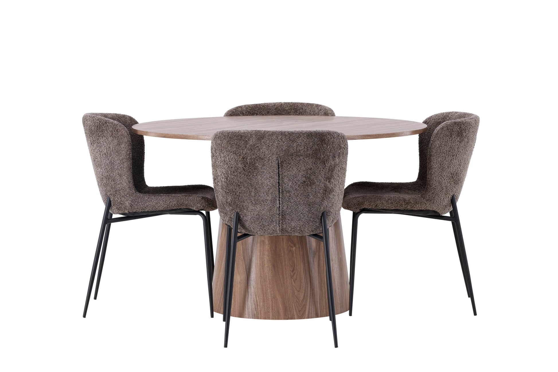 Lanzo Matbord med Modesto Stolarna – Bord: ⌀120 Stol: 54x79,5x48