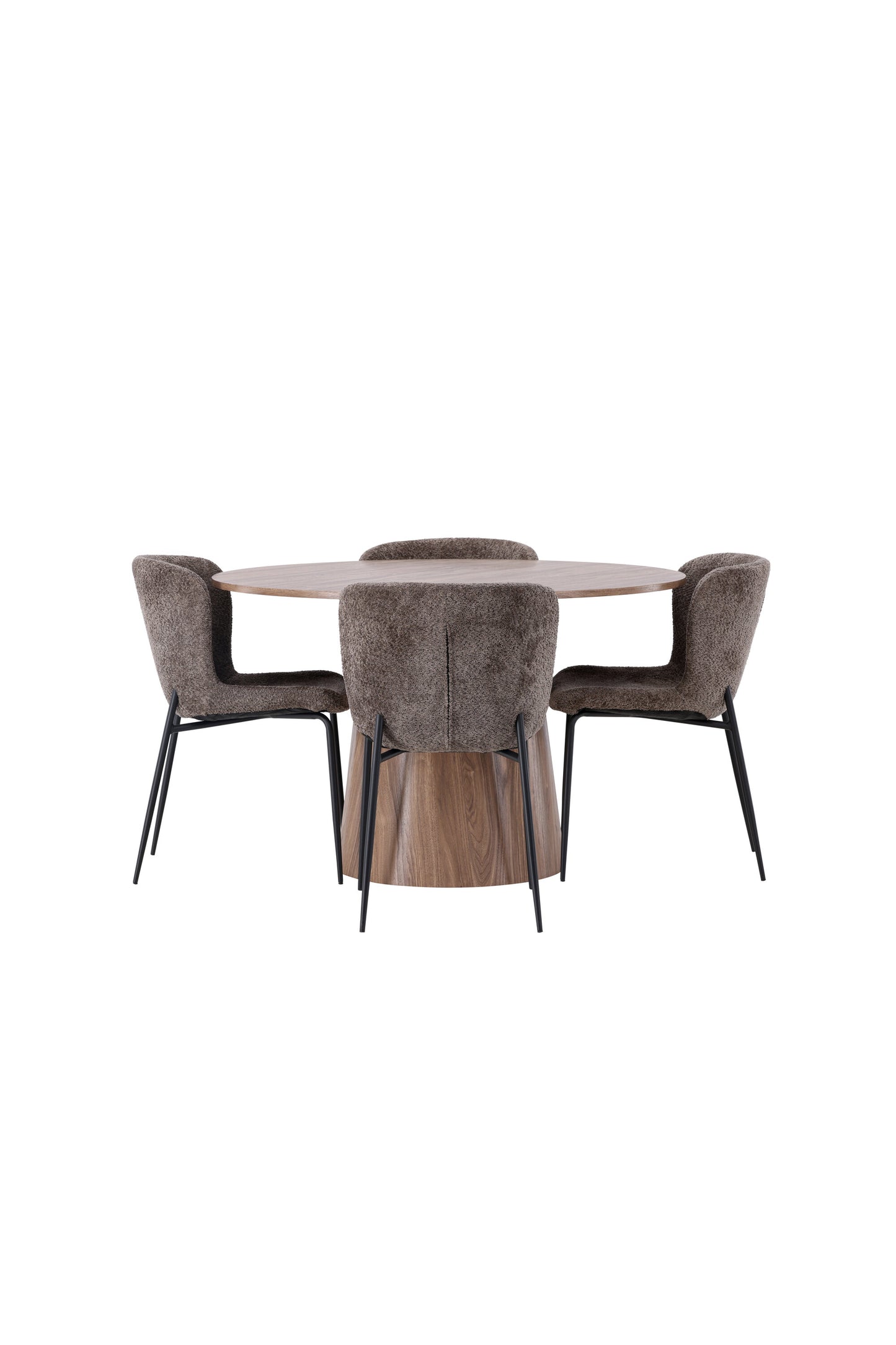 Lanzo Matbord med Modesto Stolarna – Bord: ⌀120 Stol: 54x79,5x48