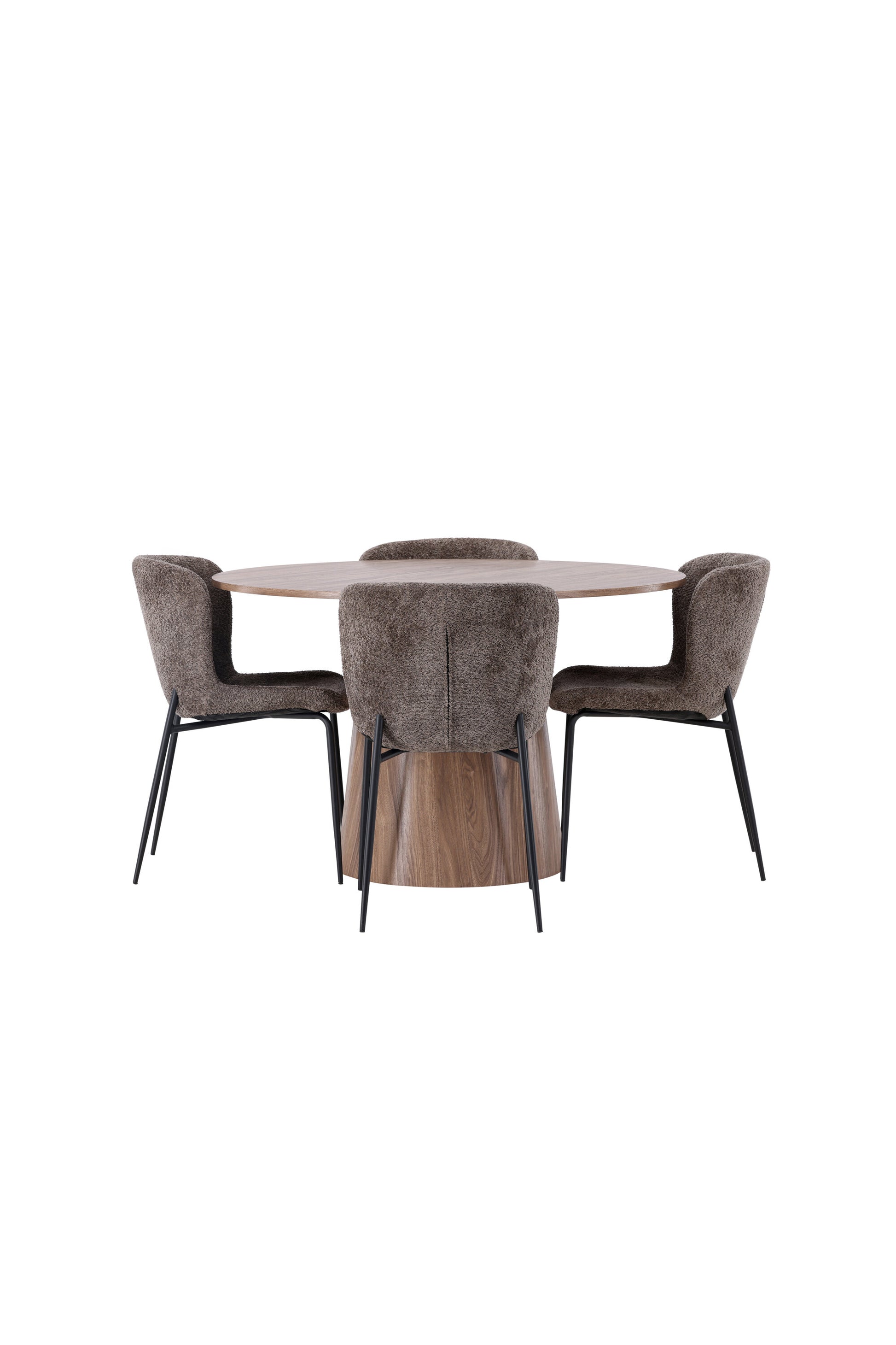 Lanzo Matbord med Modesto Stolarna – Bord: ⌀120 Stol: 54x79,5x48