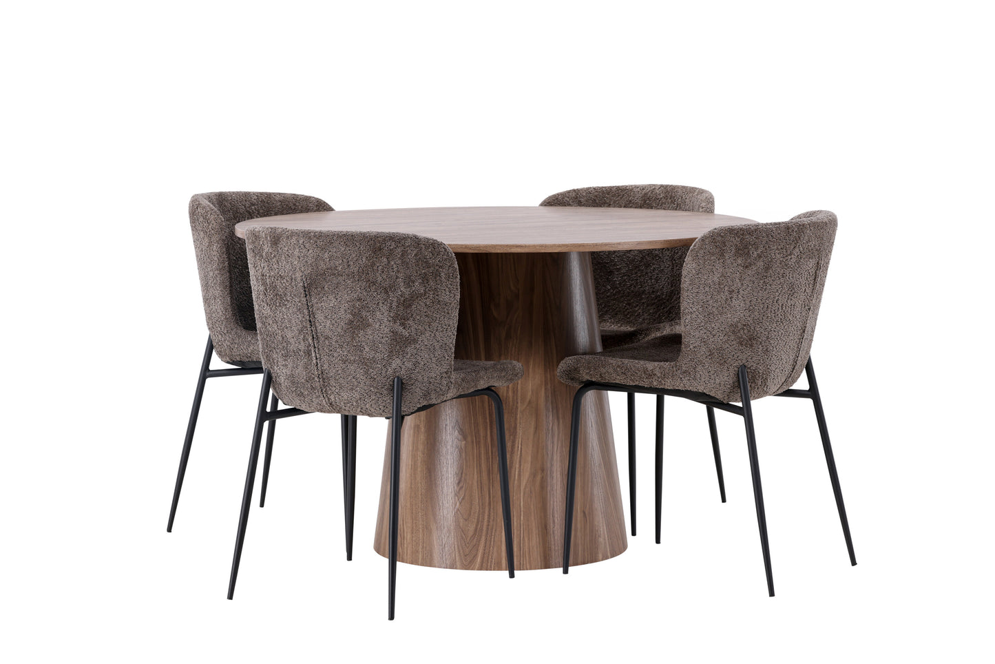 Lanzo Matbord med Modesto Stolarna – Bord: ⌀120 Stol: 54x79,5x48