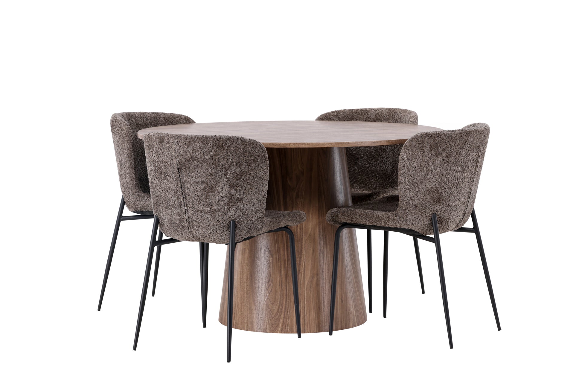 Lanzo Matbord med Modesto Stolarna – Bord: ⌀120 Stol: 54x79,5x48