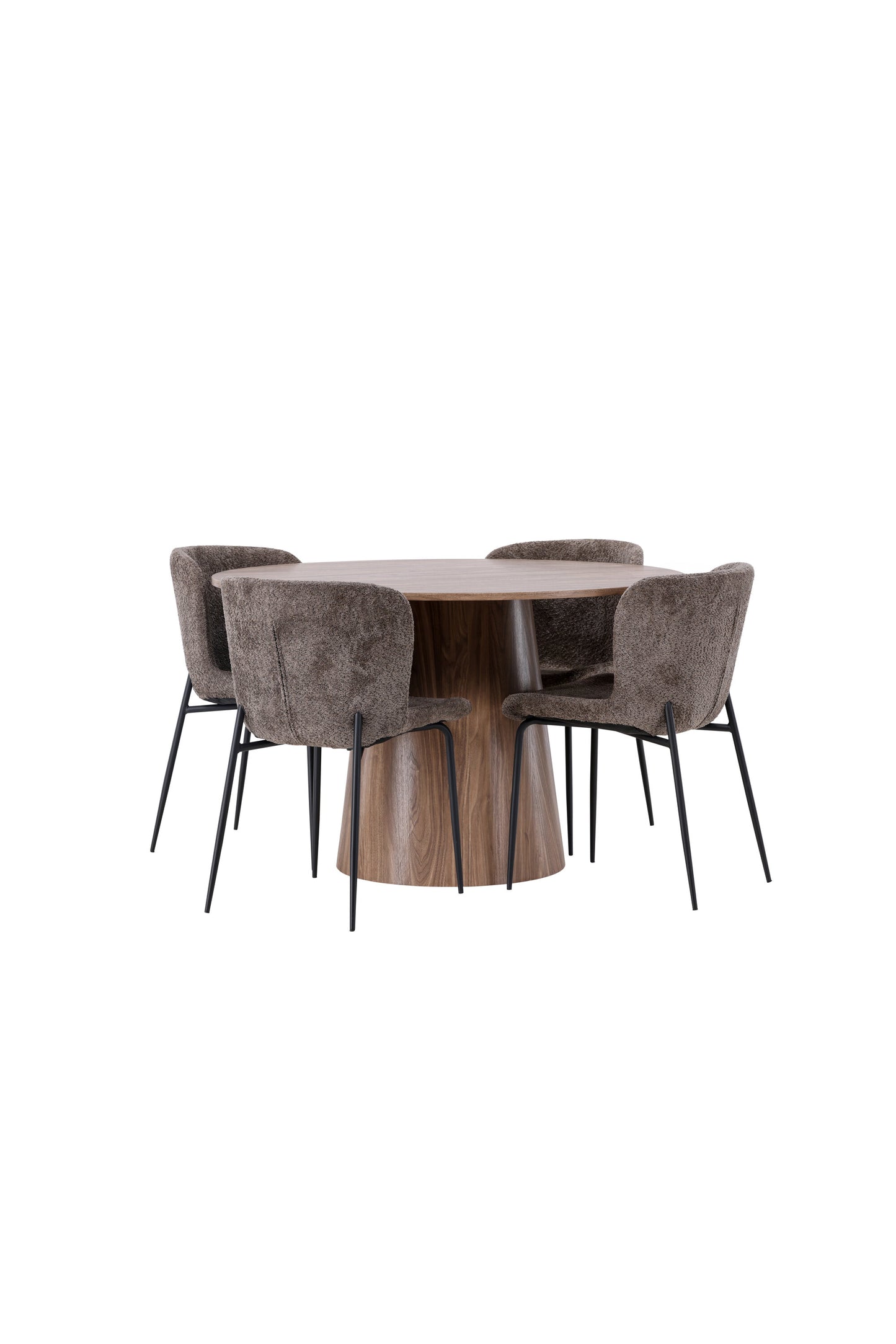 Lanzo Matbord med Modesto Stolarna – Bord: ⌀120 Stol: 54x79,5x48