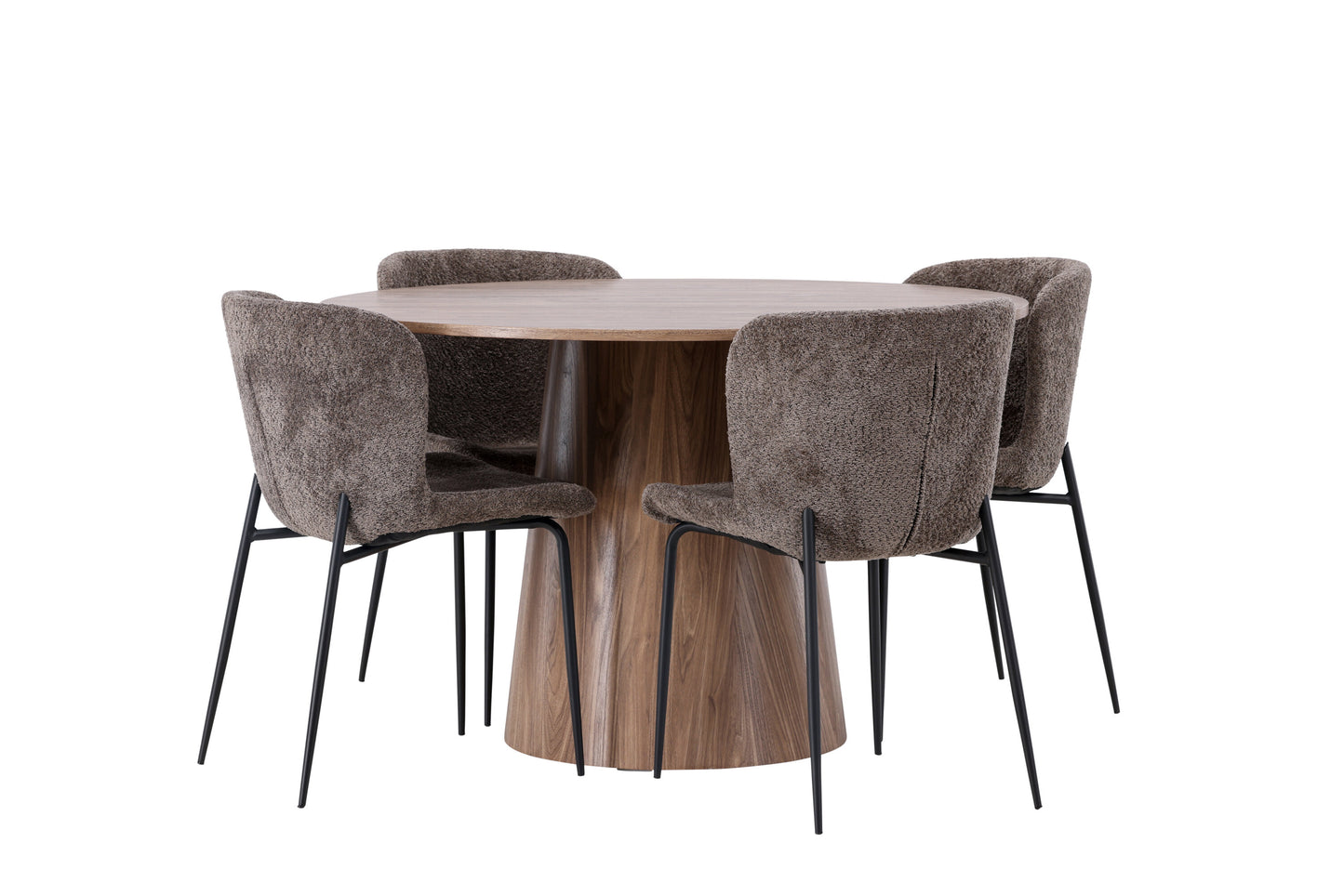 Lanzo Matbord med Modesto Stolarna – Bord: ⌀120 Stol: 54x79,5x48
