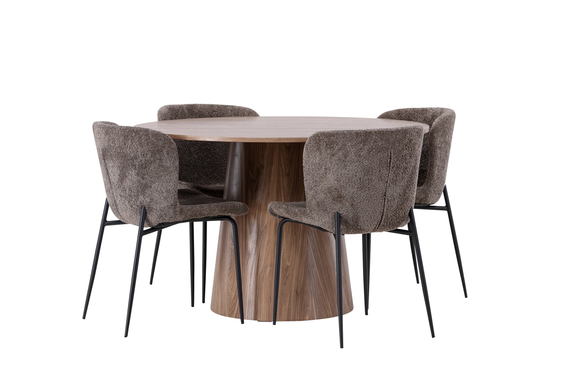 Lanzo Matbord med Modesto Stolarna – Bord: ⌀120 Stol: 54x79,5x48