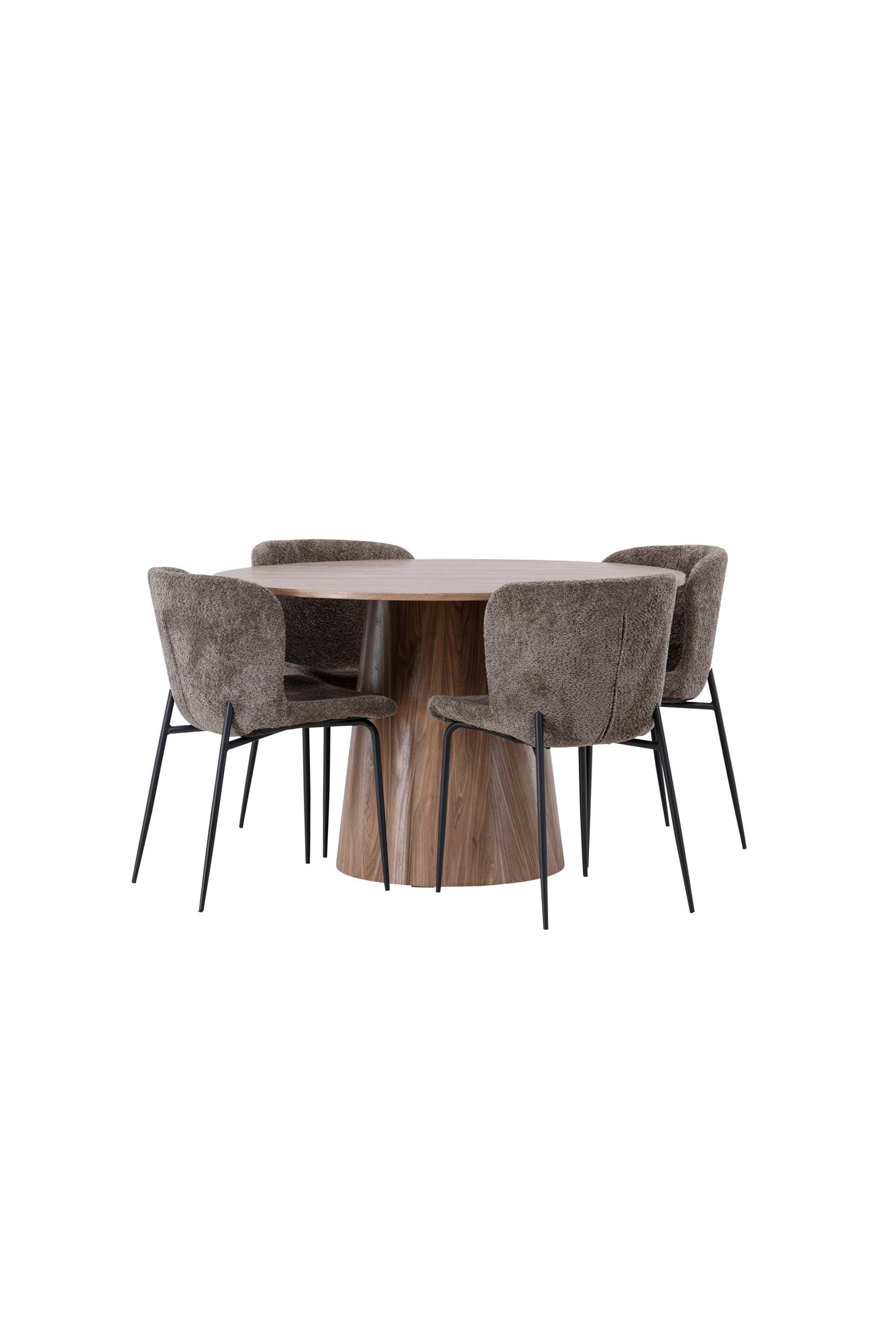 Lanzo Matbord med Modesto Stolarna – Bord: ⌀120 Stol: 54x79,5x48