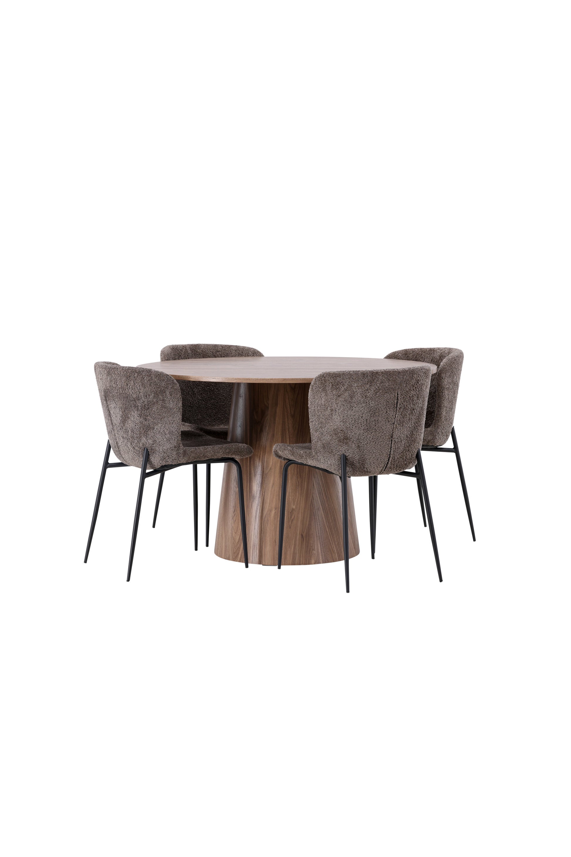 Lanzo Matbord med Modesto Stolarna – Bord: ⌀120 Stol: 54x79,5x48