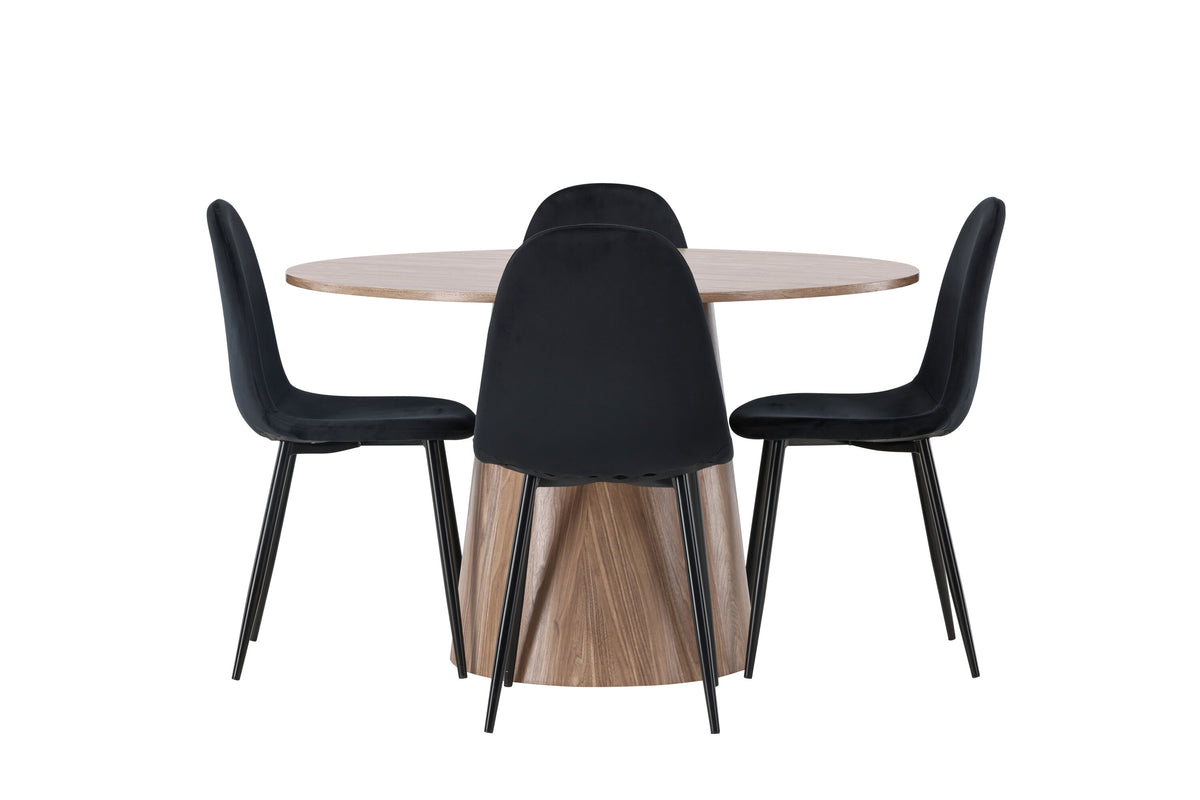 Lanzo Matbord med Polar Stolarna – Bord: ⌀120 Stol: 53,3x88x44