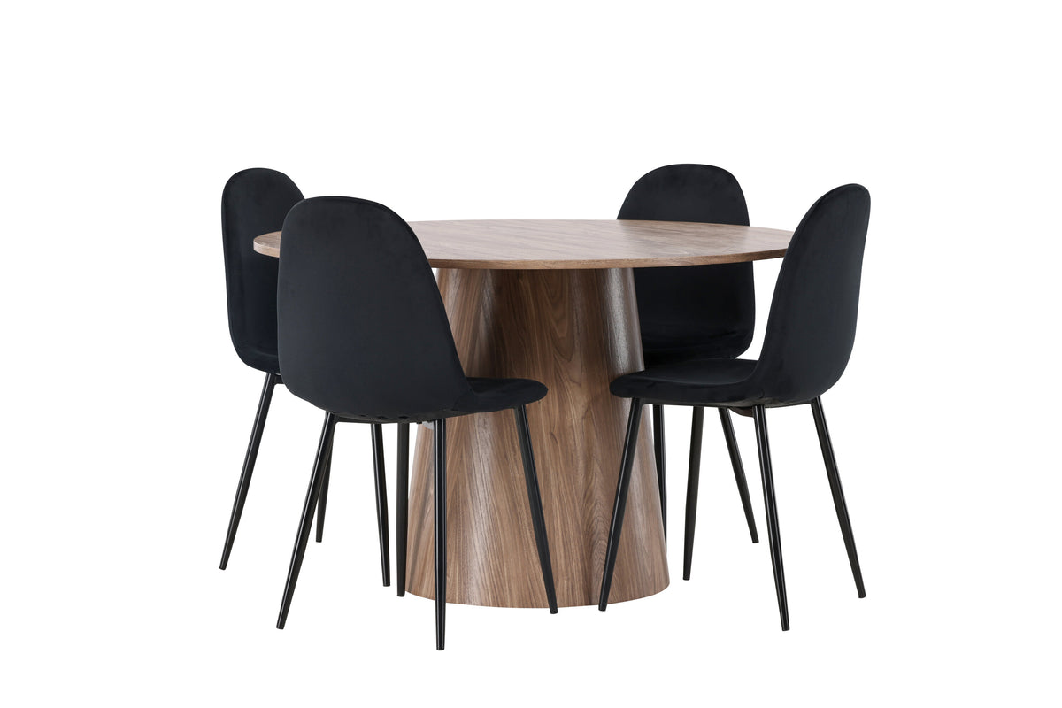 Lanzo Matbord med Polar Stolarna – Bord: ⌀120 Stol: 53,3x88x44