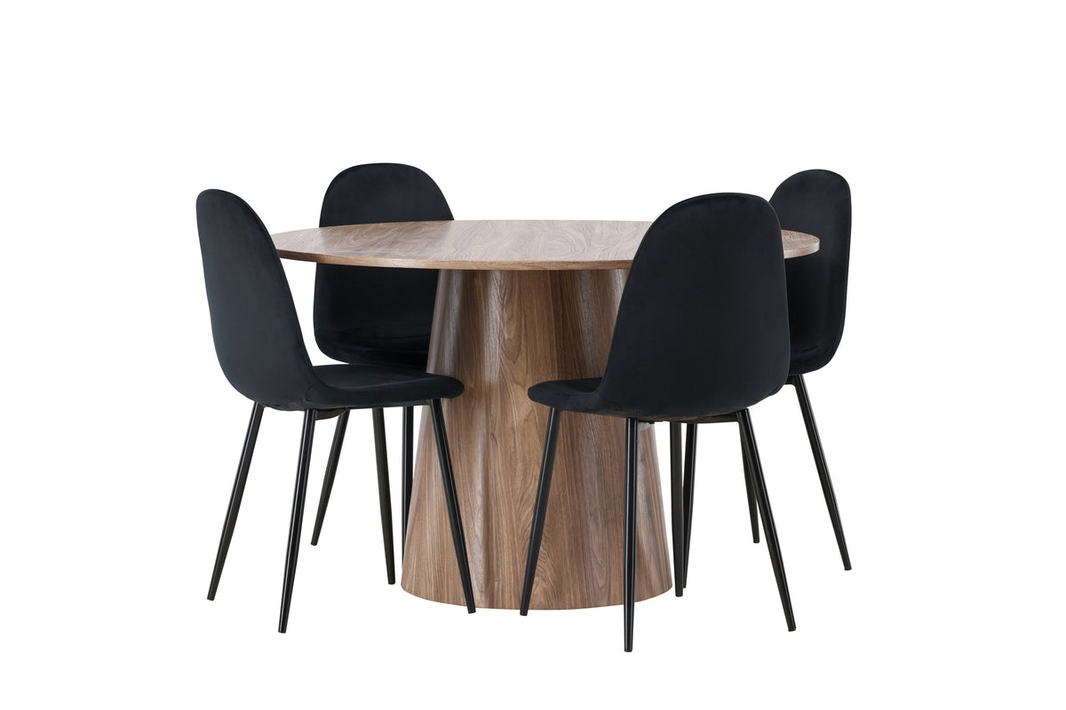 Lanzo Matbord med Polar Stolarna – Bord: ⌀120 Stol: 53,3x88x44