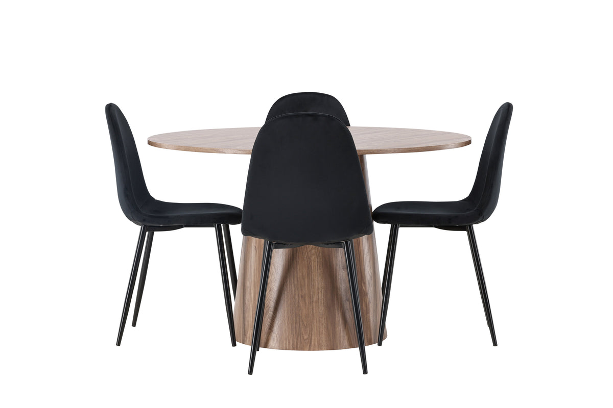 Lanzo Matbord med Polar Stolarna – Bord: ⌀120 Stol: 53,3x88x44