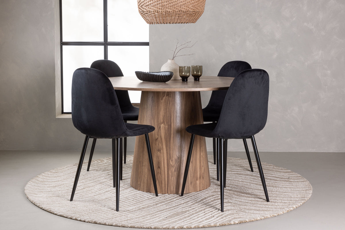 Lanzo Matbord med Polar Stolarna – Bord: ⌀120 Stol: 53,3x88x44