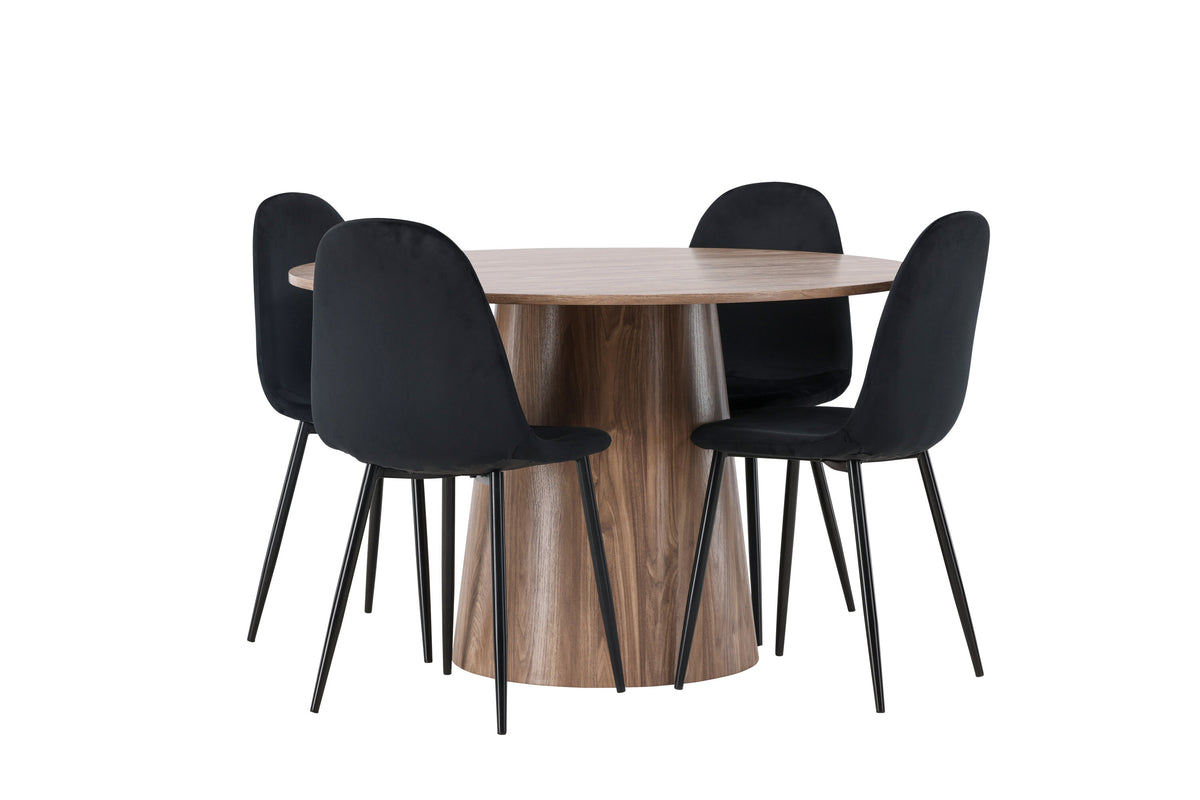 Lanzo Matbord med Polar Stolarna – Bord: ⌀120 Stol: 53,3x88x44
