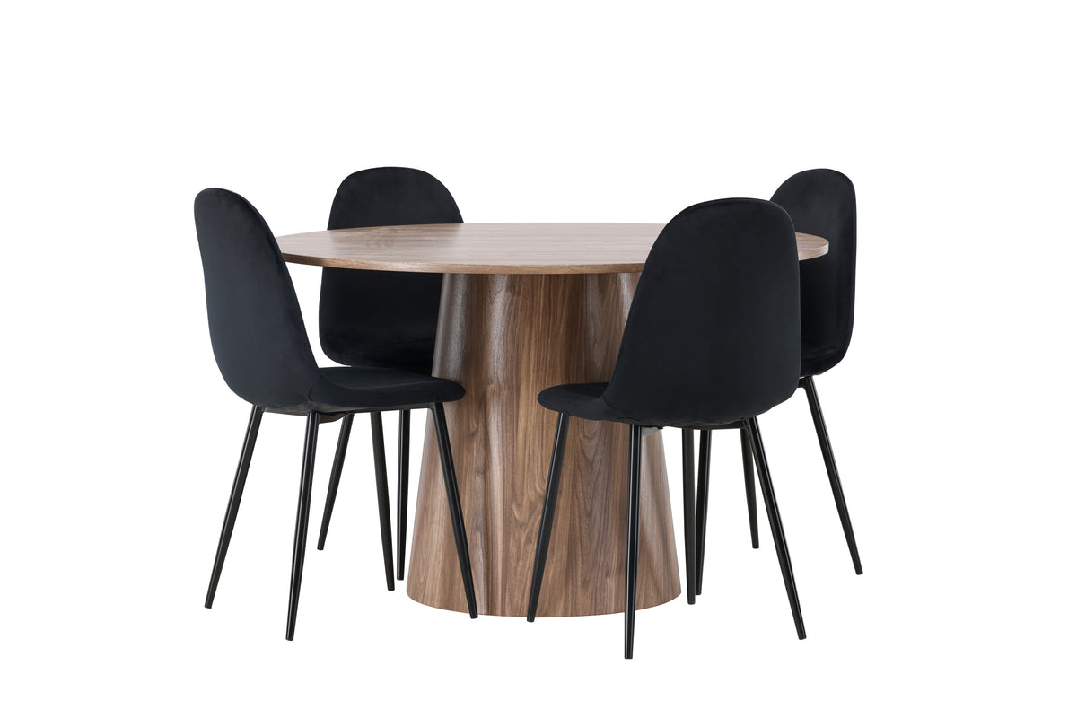 Lanzo Matbord med Polar Stolarna – Bord: ⌀120 Stol: 53,3x88x44