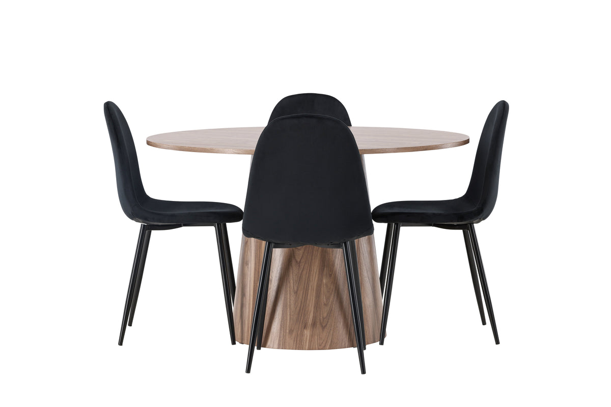 Lanzo Matbord med Polar Stolarna – Bord: ⌀120 Stol: 53,3x88x44