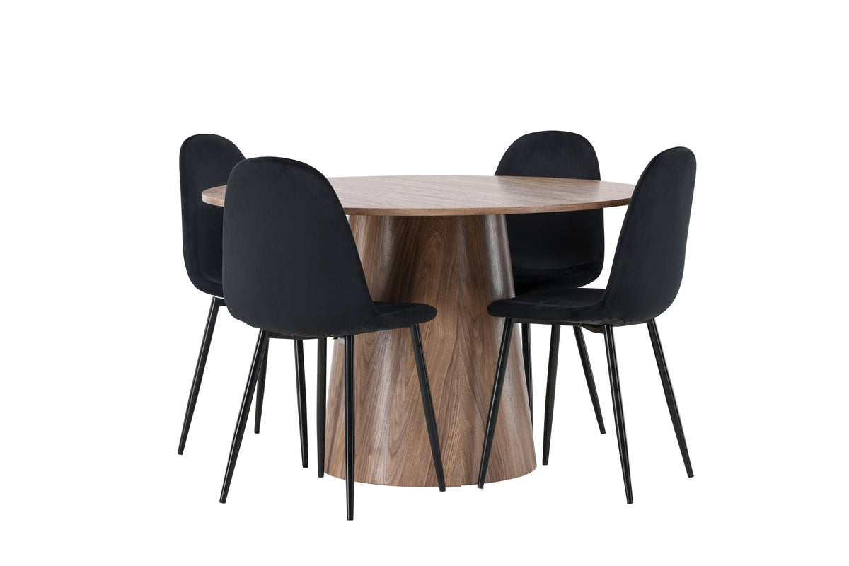 Lanzo Matbord med Polar Stolarna – Bord: ⌀120 Stol: 53,3x88x44