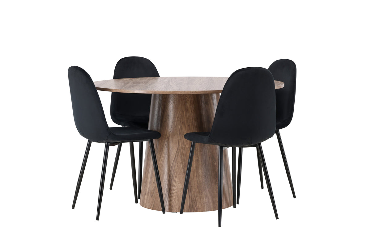 Lanzo Matbord med Polar Stolarna – Bord: ⌀120 Stol: 53,3x88x44