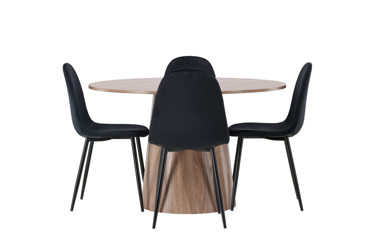 Lanzo Matbord med Polar Stolarna – Bord: ⌀120 Stol: 53,3x88x44