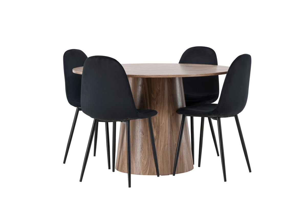 Lanzo Matbord med Polar Stolarna – Bord: ⌀120 Stol: 53,3x88x44