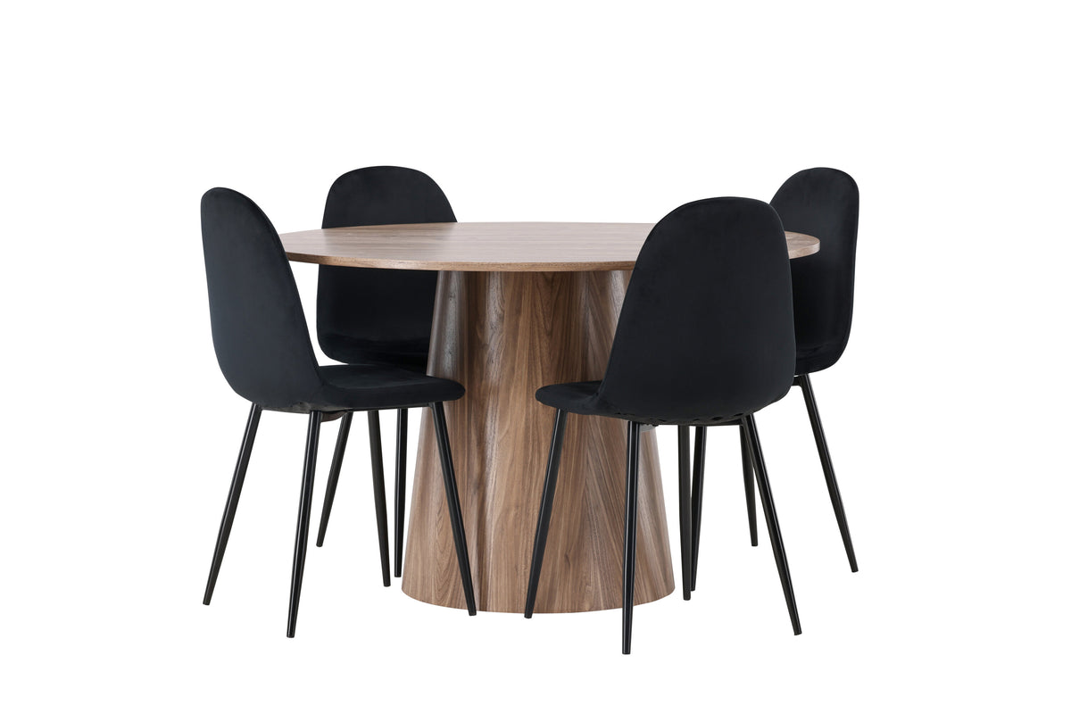Lanzo Matbord med Polar Stolarna – Bord: ⌀120 Stol: 53,3x88x44