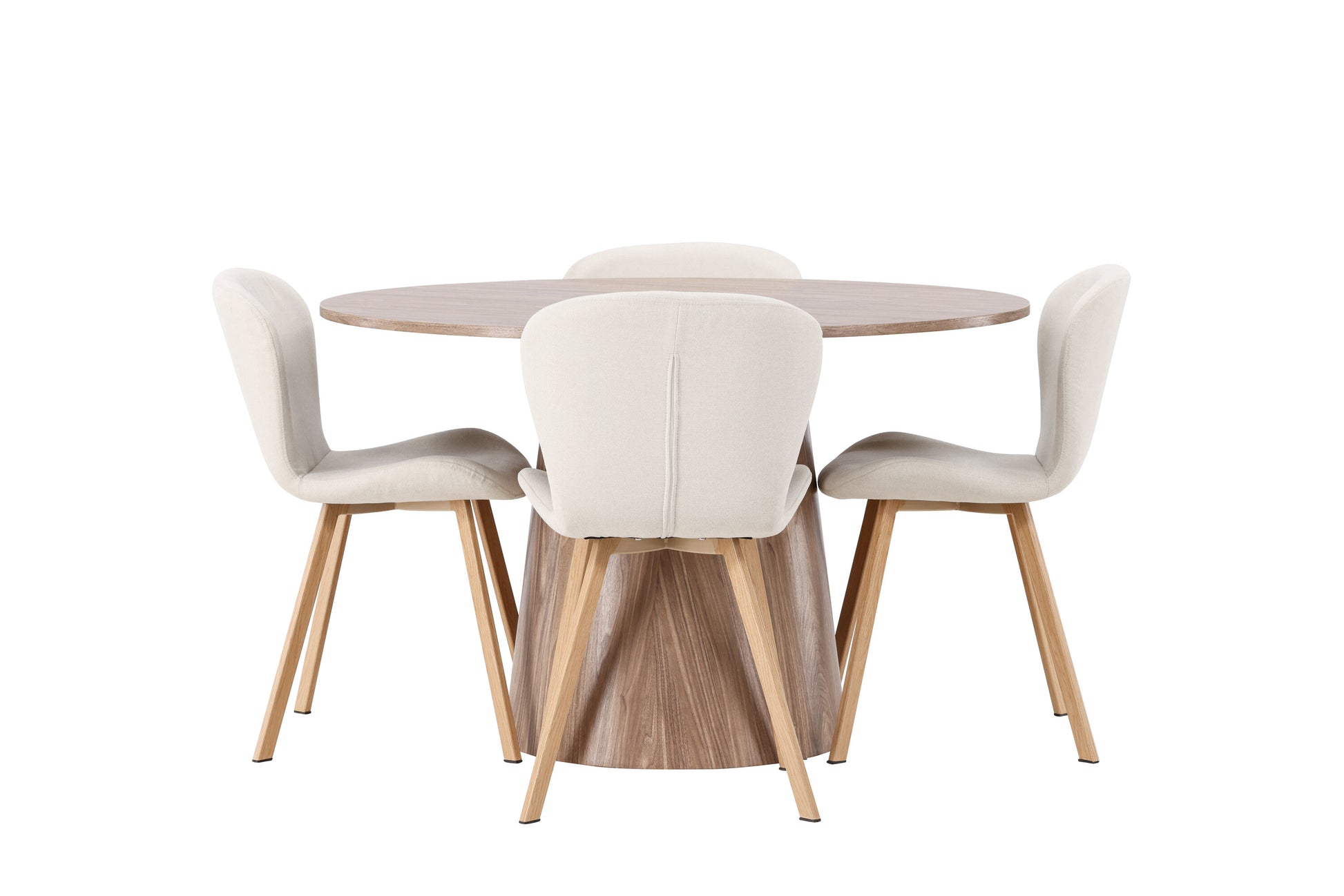Lanzo Matbord med Lilja Stolarna – Bord: ⌀120 Stol: 50x80x48