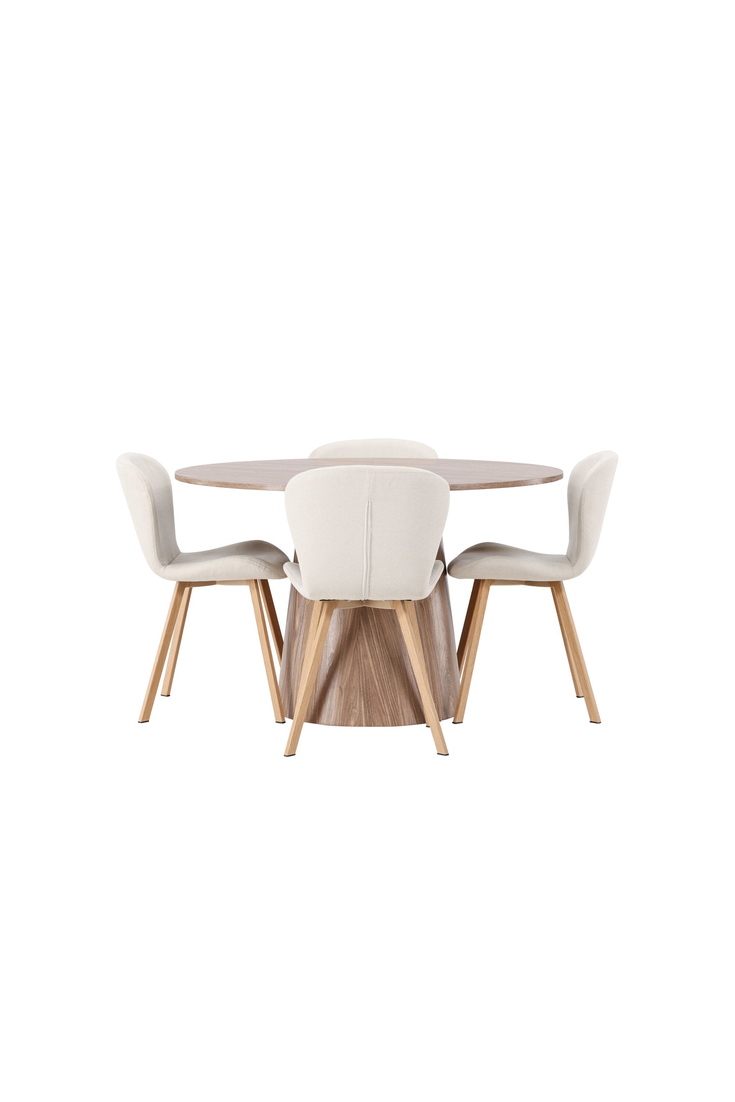 Lanzo Matbord med Lilja Stolarna – Bord: ⌀120 Stol: 50x80x48