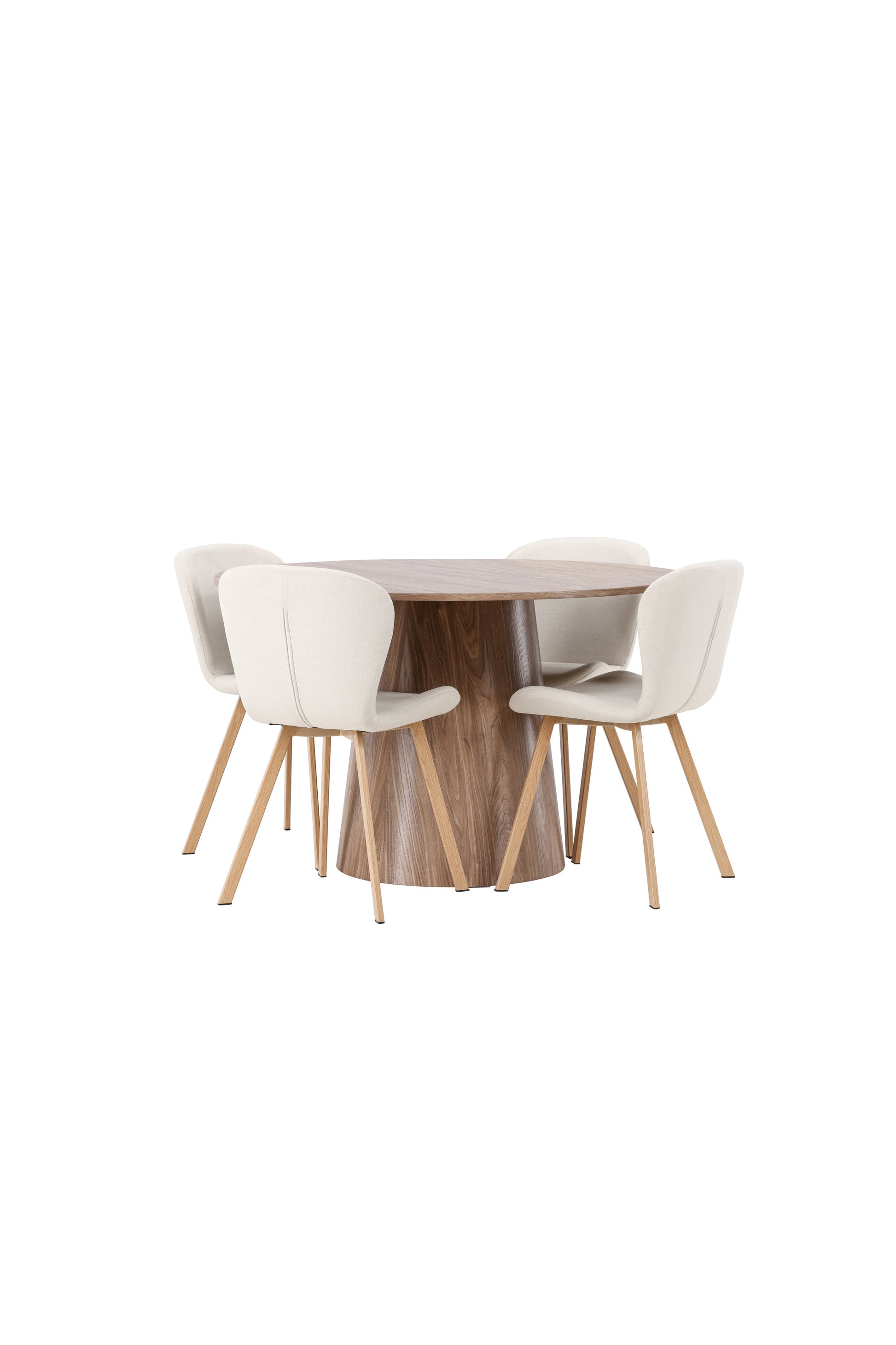 Lanzo Matbord med Lilja Stolarna – Bord: ⌀120 Stol: 50x80x48