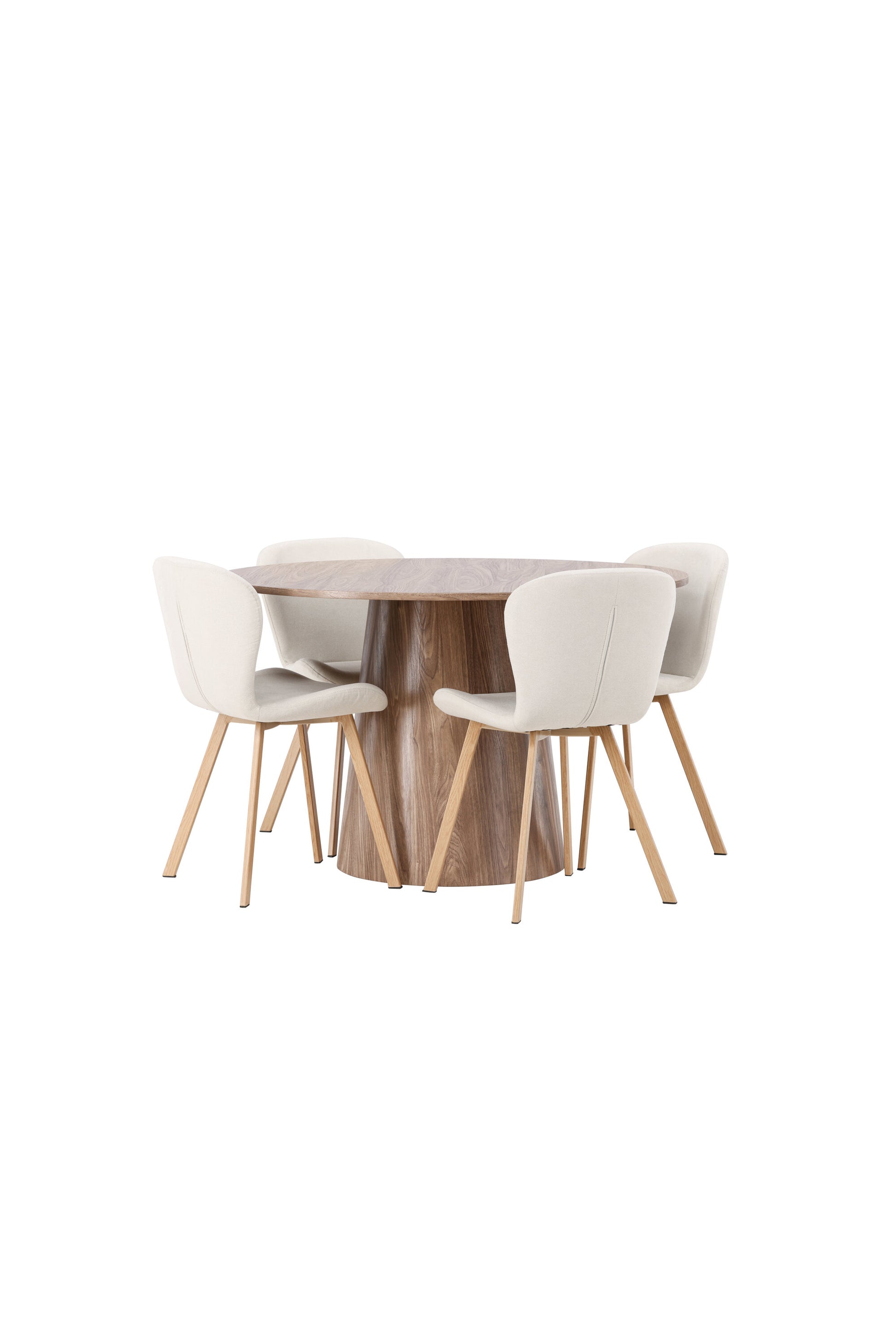 Lanzo Matbord med Lilja Stolarna – Bord: ⌀120 Stol: 50x80x48