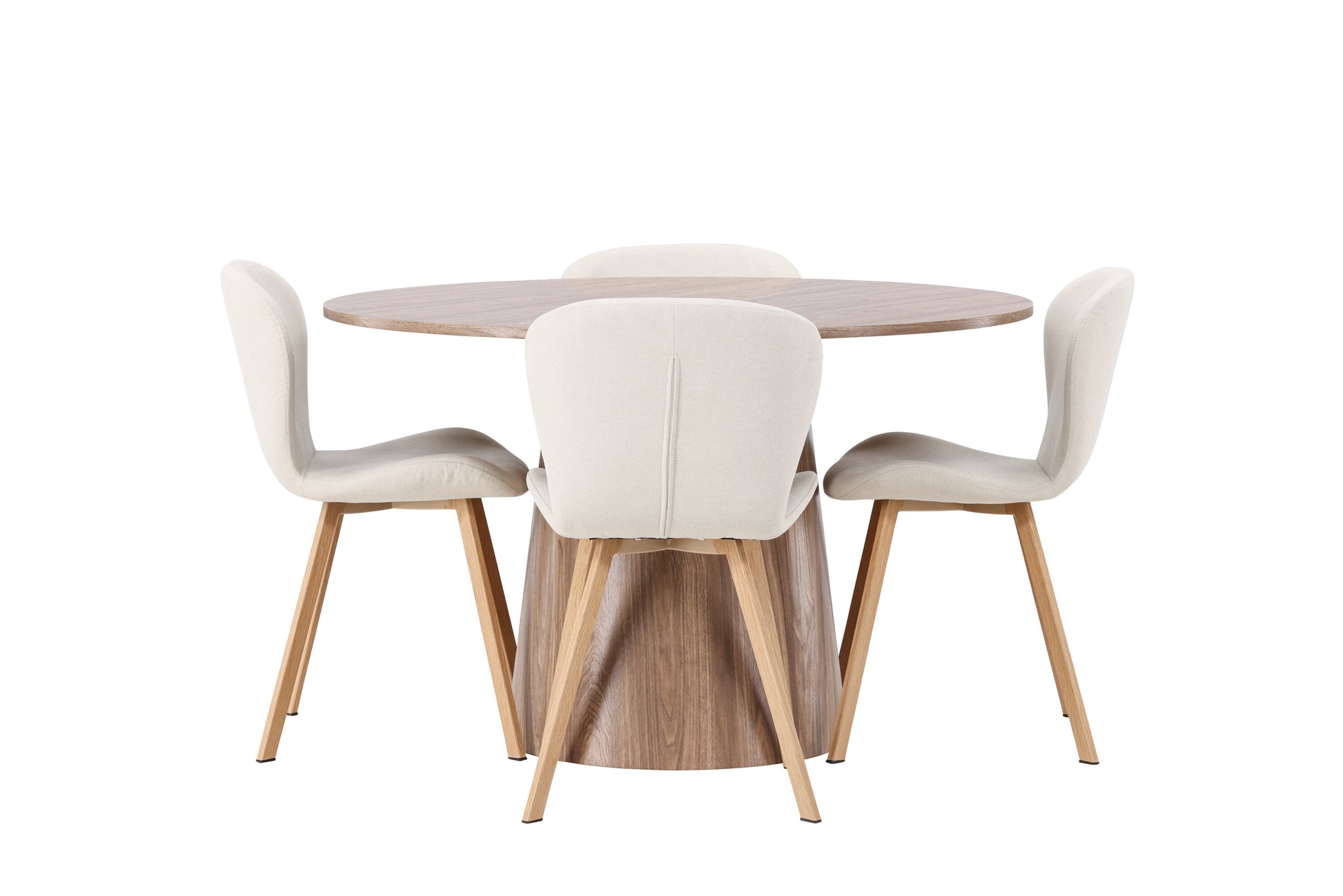 Lanzo Matbord med Lilja Stolarna – Bord: ⌀120 Stol: 50x80x48