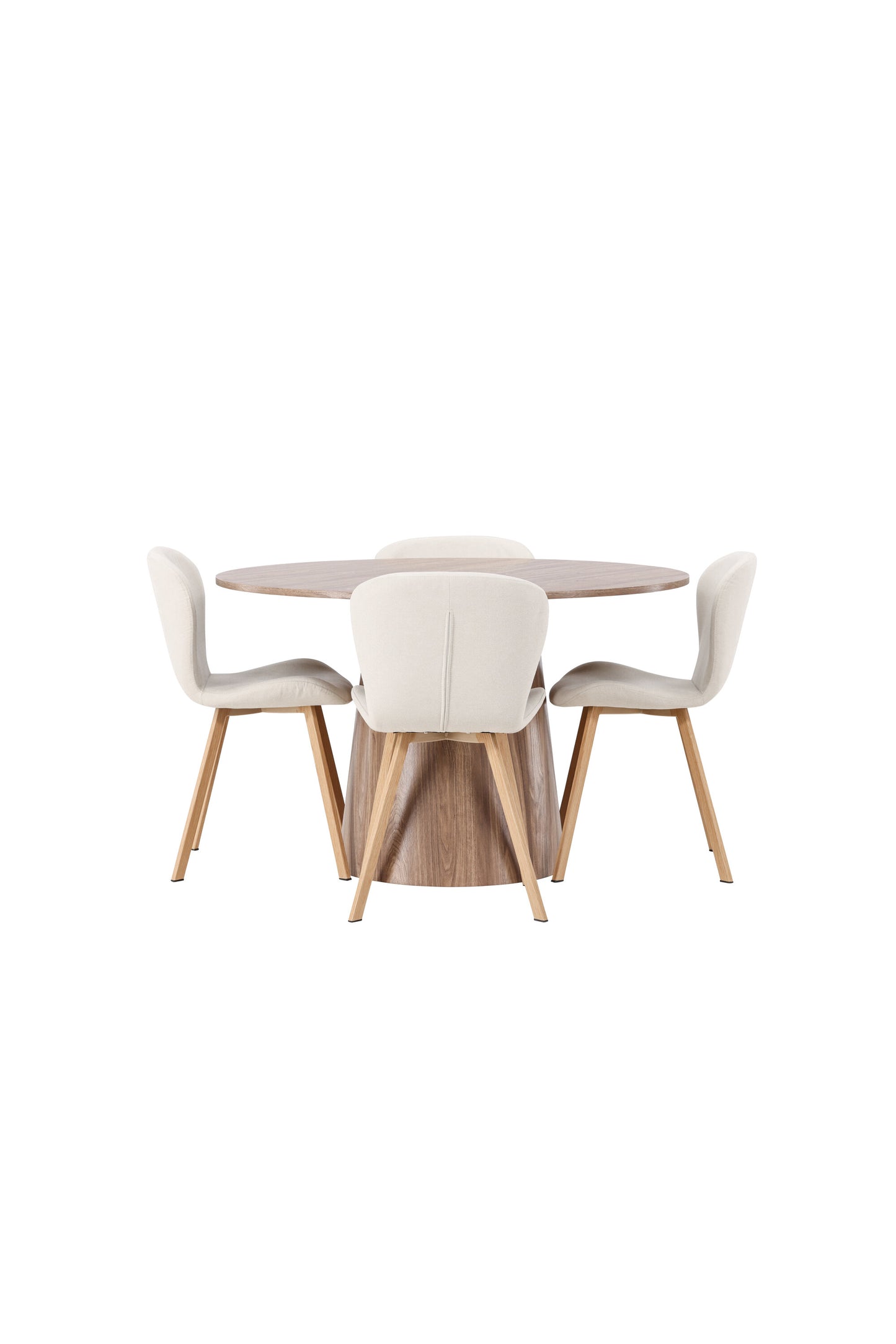 Lanzo Matbord med Lilja Stolarna – Bord: ⌀120 Stol: 50x80x48
