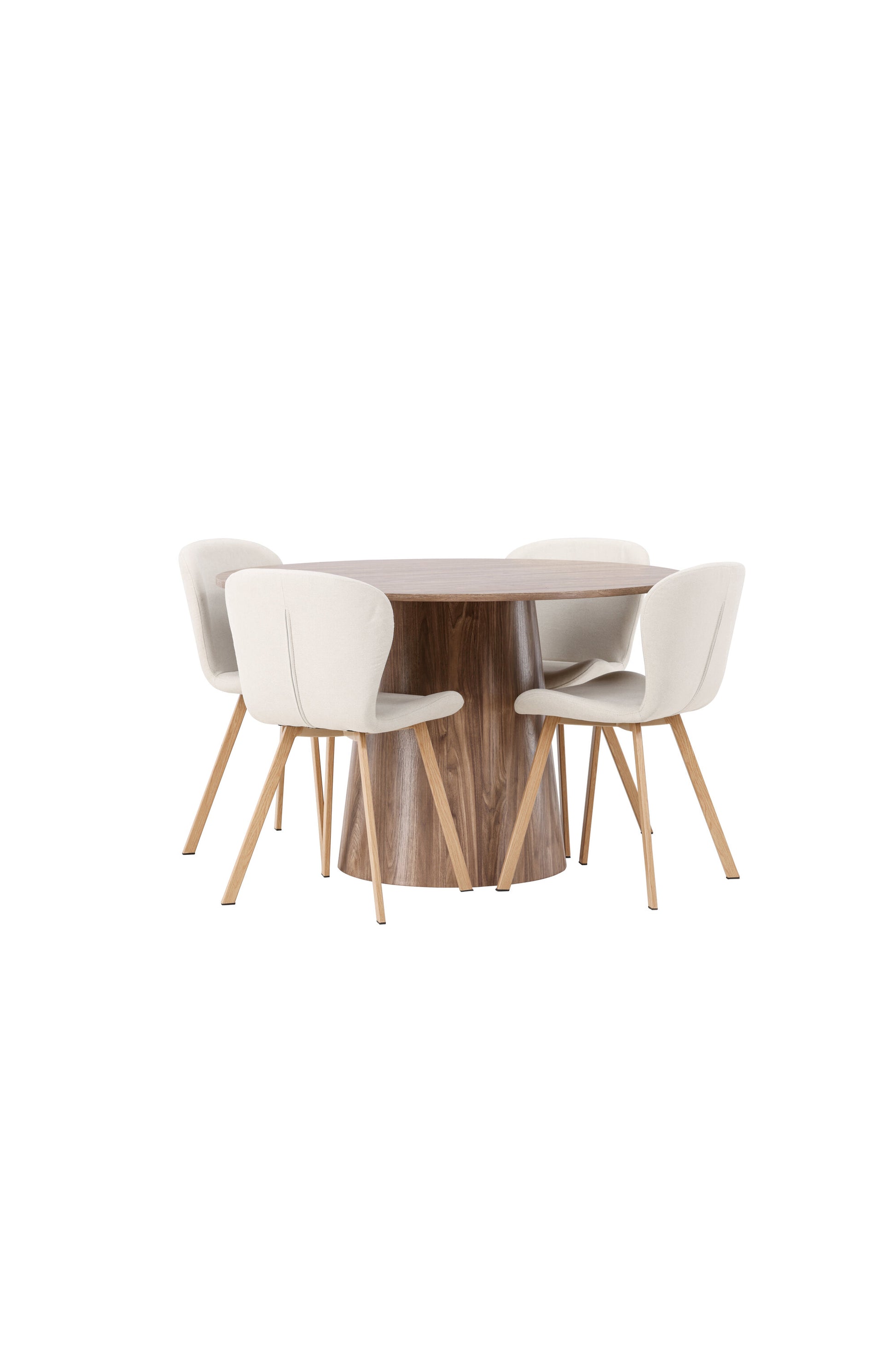 Lanzo Matbord med Lilja Stolarna – Bord: ⌀120 Stol: 50x80x48