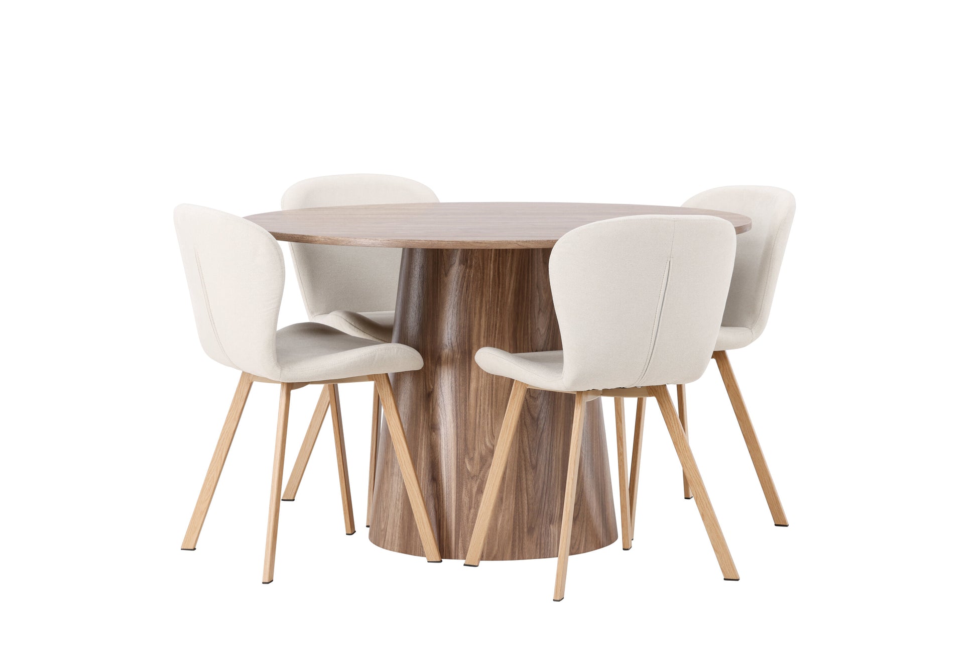 Lanzo Matbord med Lilja Stolarna – Bord: ⌀120 Stol: 50x80x48