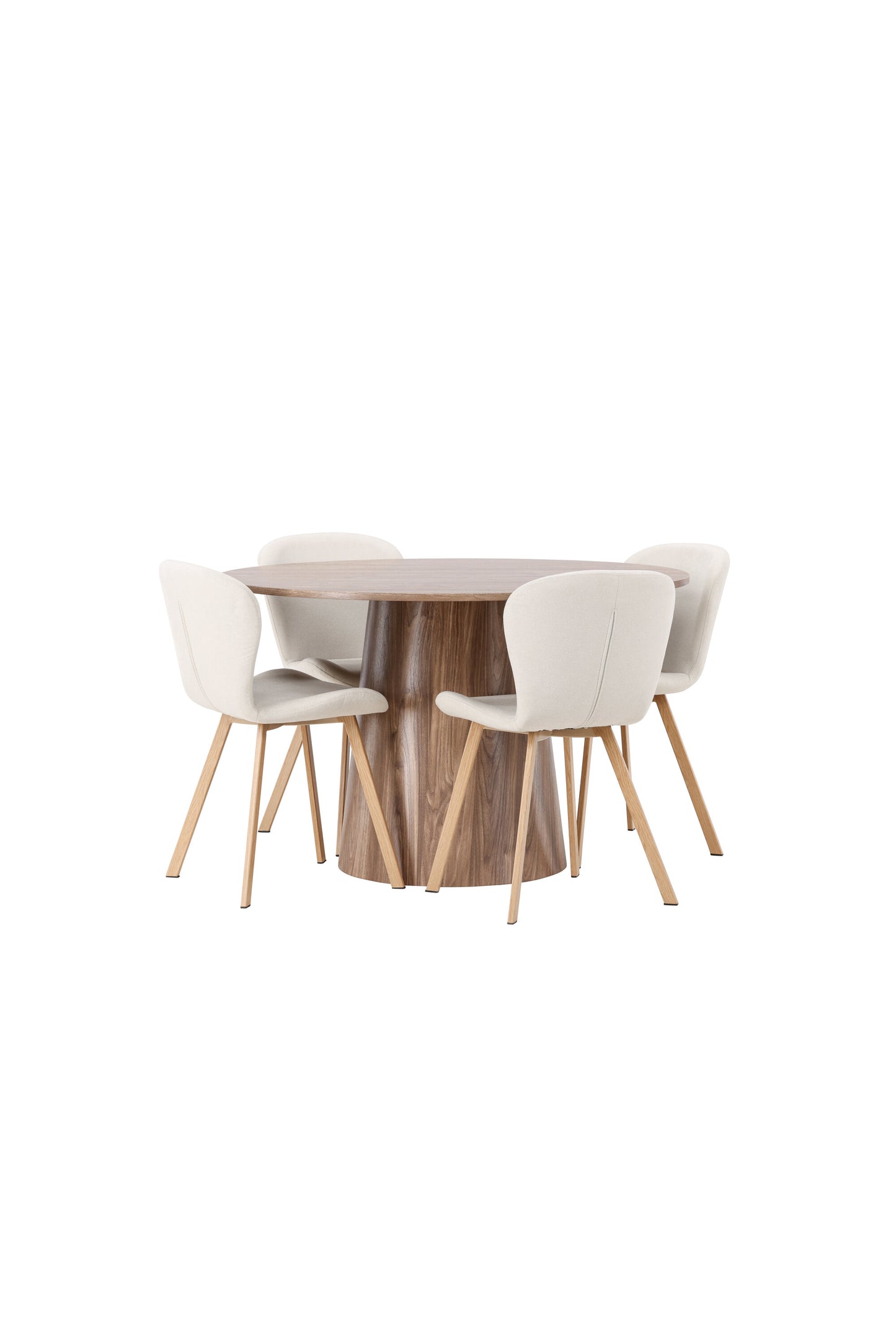 Lanzo Matbord med Lilja Stolarna – Bord: ⌀120 Stol: 50x80x48
