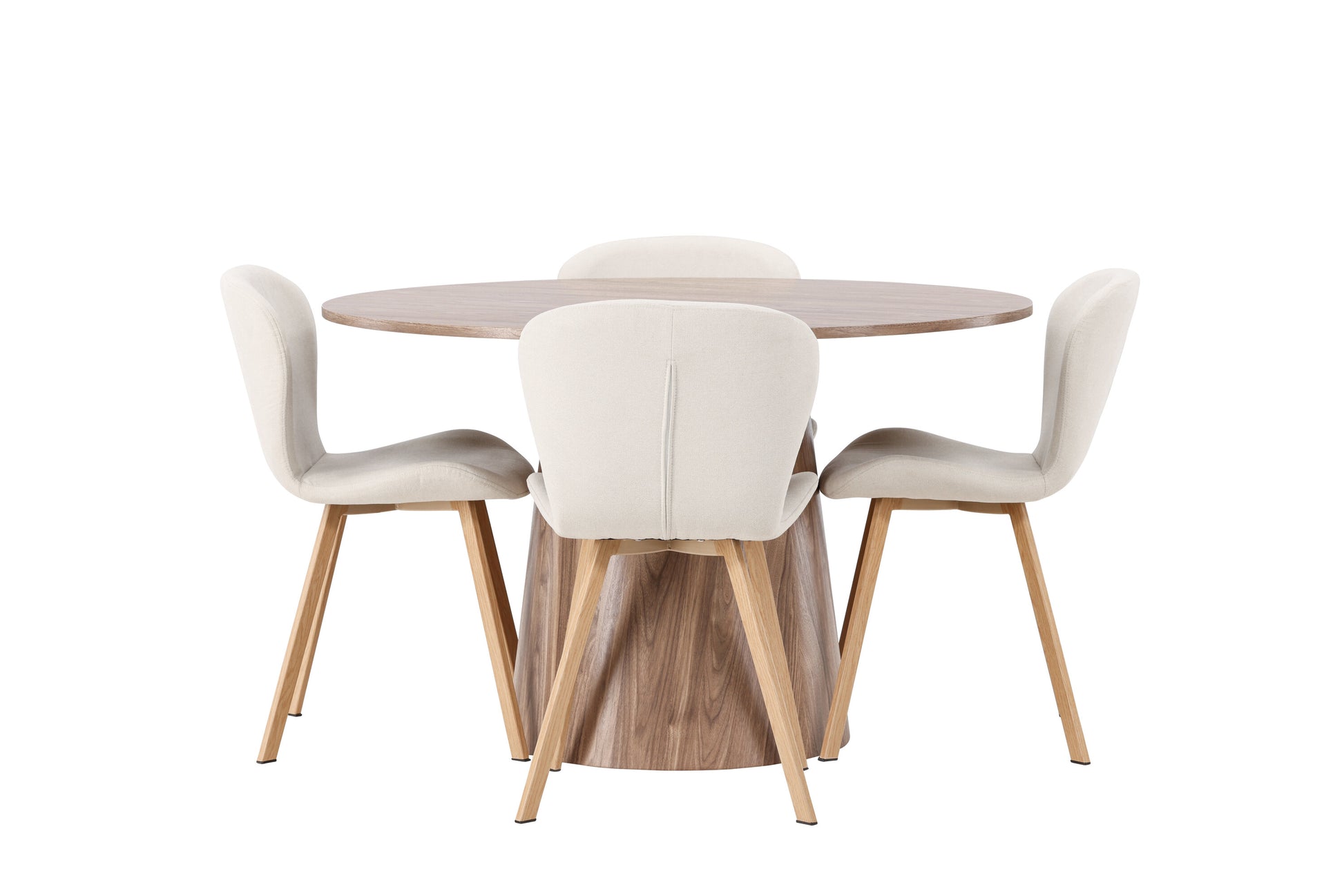 Lanzo Matbord med Lilja Stolarna – Bord: ⌀120 Stol: 50x80x48