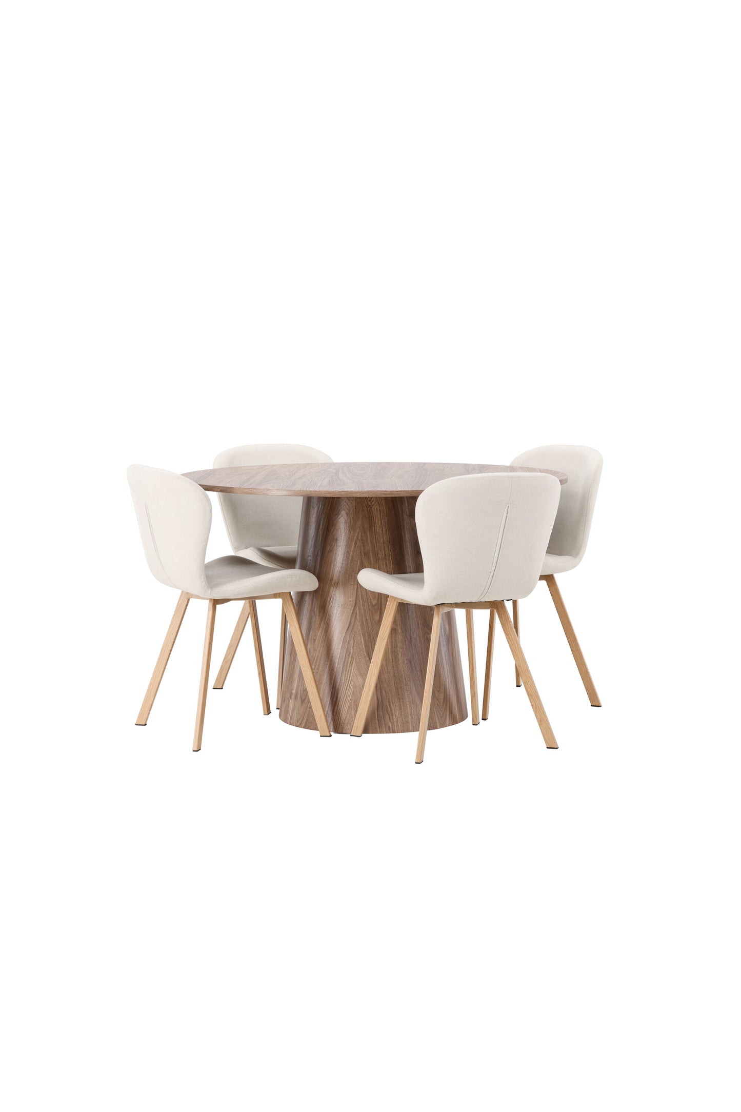 Lanzo Matbord med Lilja Stolarna – Bord: ⌀120 Stol: 50x80x48