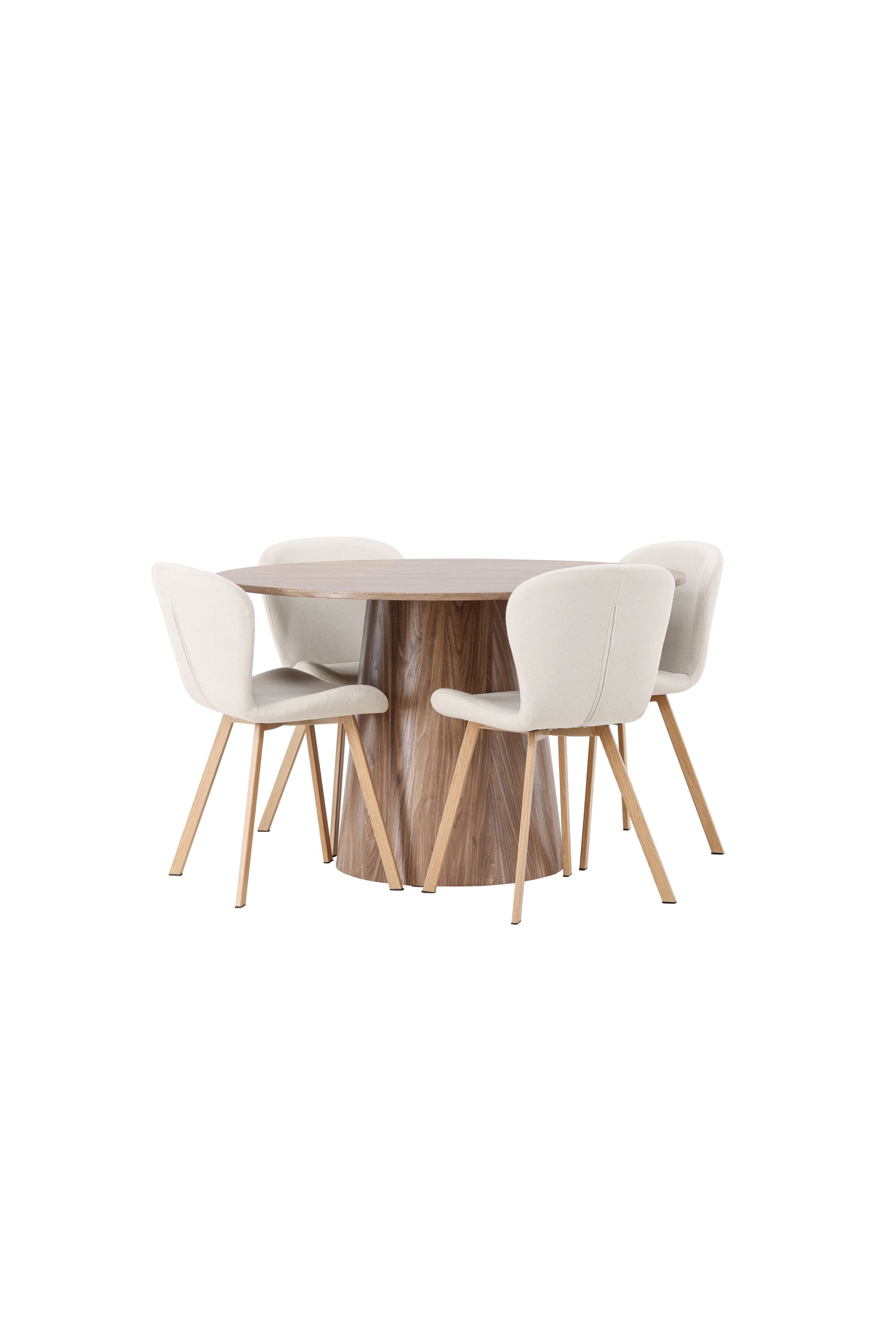 Lanzo Matbord med Lilja Stolarna – Bord: ⌀120 Stol: 50x80x48