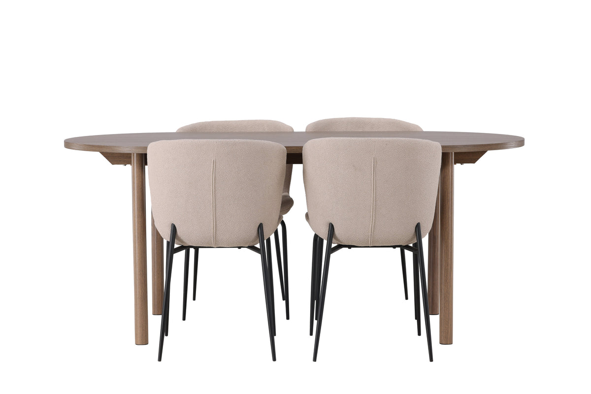 Andy Matbord med Modesto Stolarna – Bord: 75x180x90 Stol: 54x79,5x48