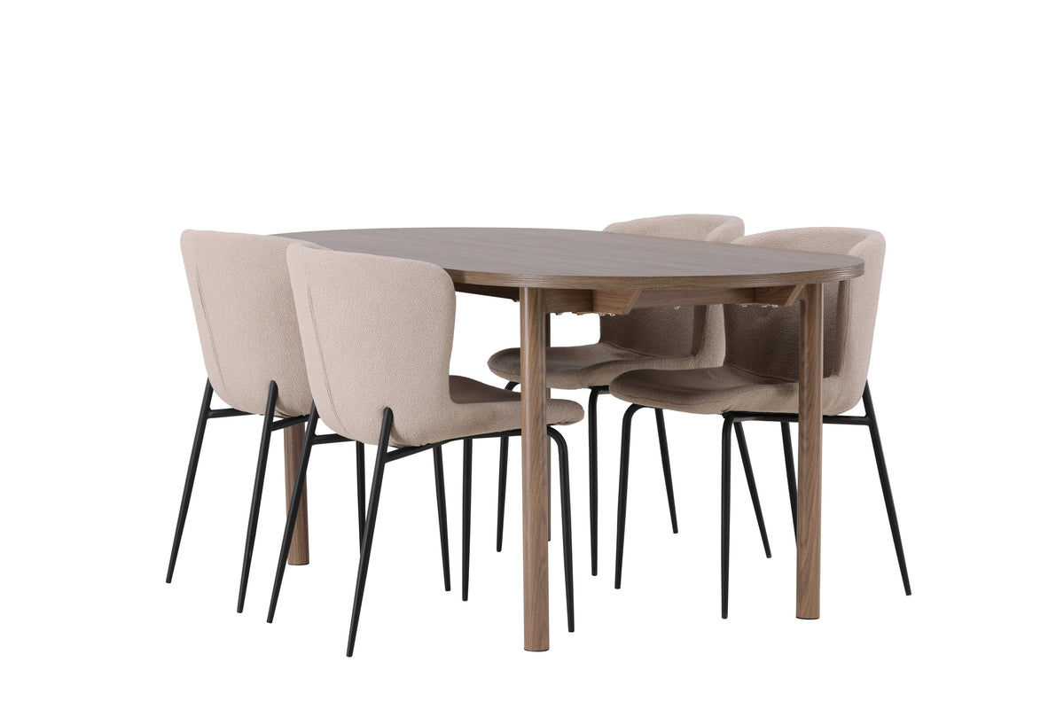 Andy Matbord med Modesto Stolarna – Bord: 75x180x90 Stol: 54x79,5x48