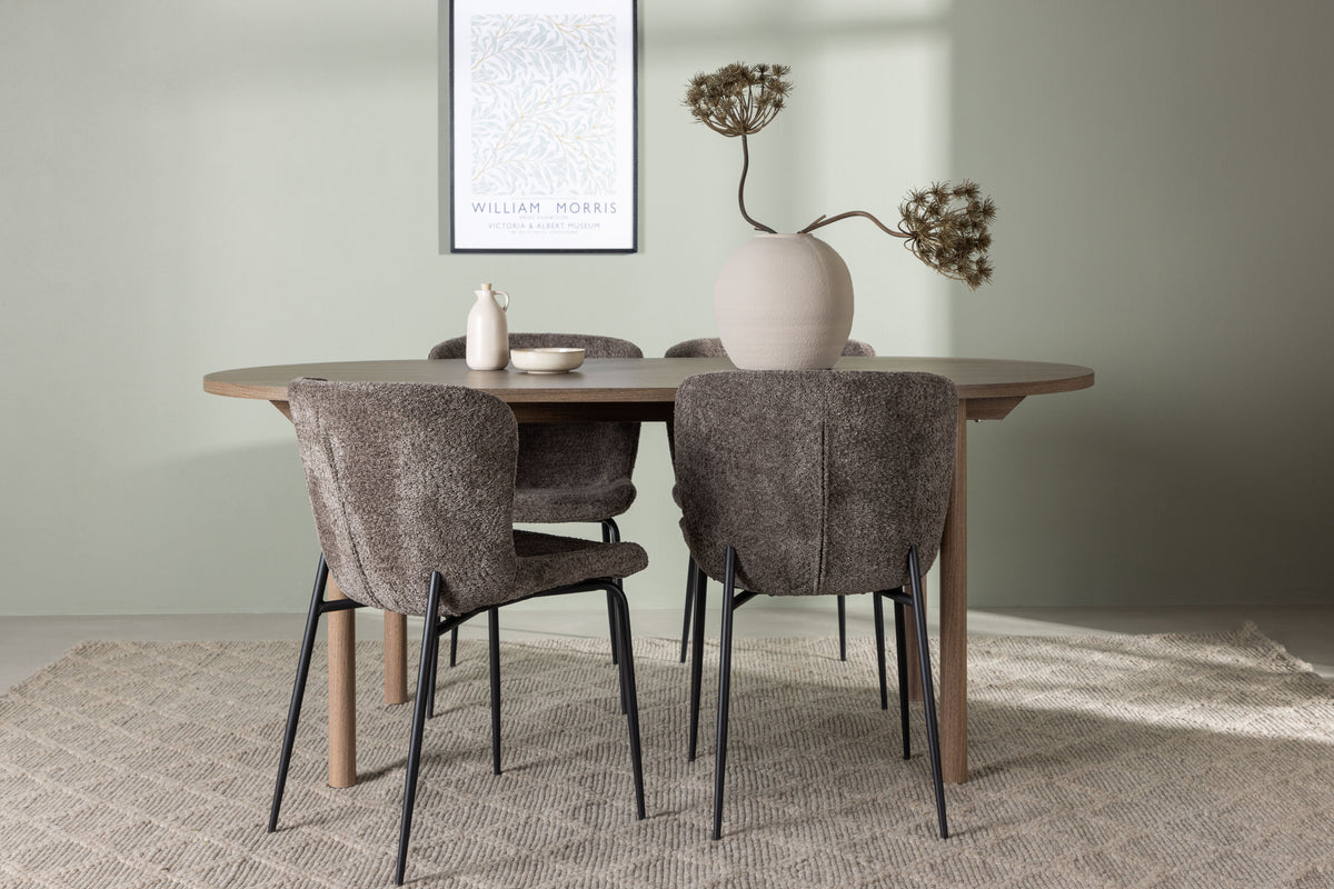 Andy Matbord med Modesto Stolarna – Bord: 75x180x90 Stol: 54x79,5x48