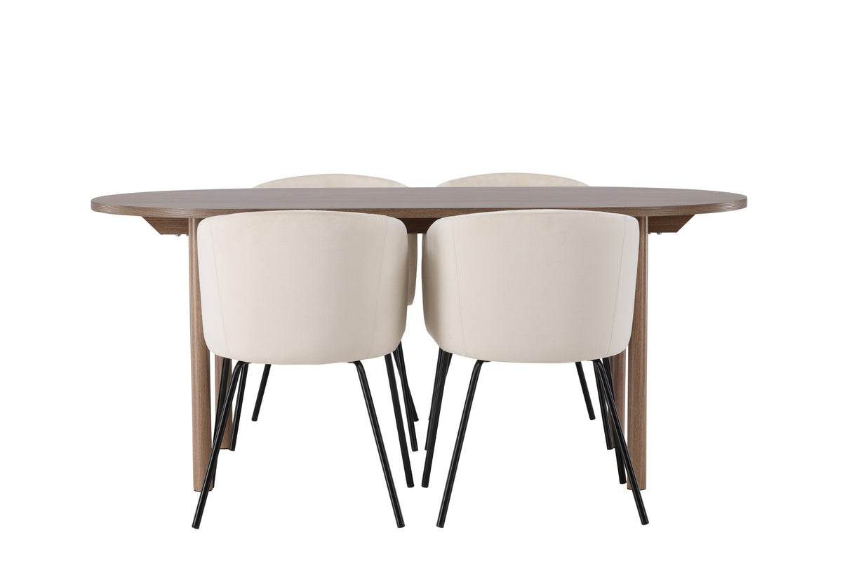 Andy Matbord med Berit Stolarna – Bord: 75x180x90 Stol: 55x78x55