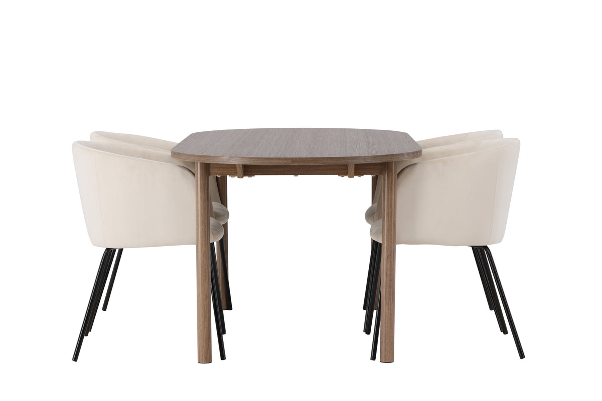 Andy Matbord med Berit Stolarna – Bord: 75x180x90 Stol: 55x78x55
