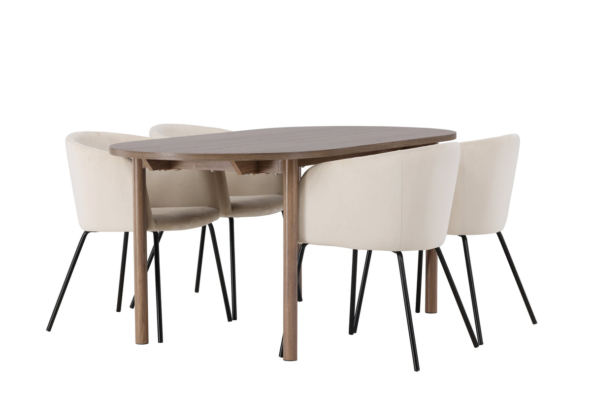 Andy Matbord med Berit Stolarna – Bord: 75x180x90 Stol: 55x78x55