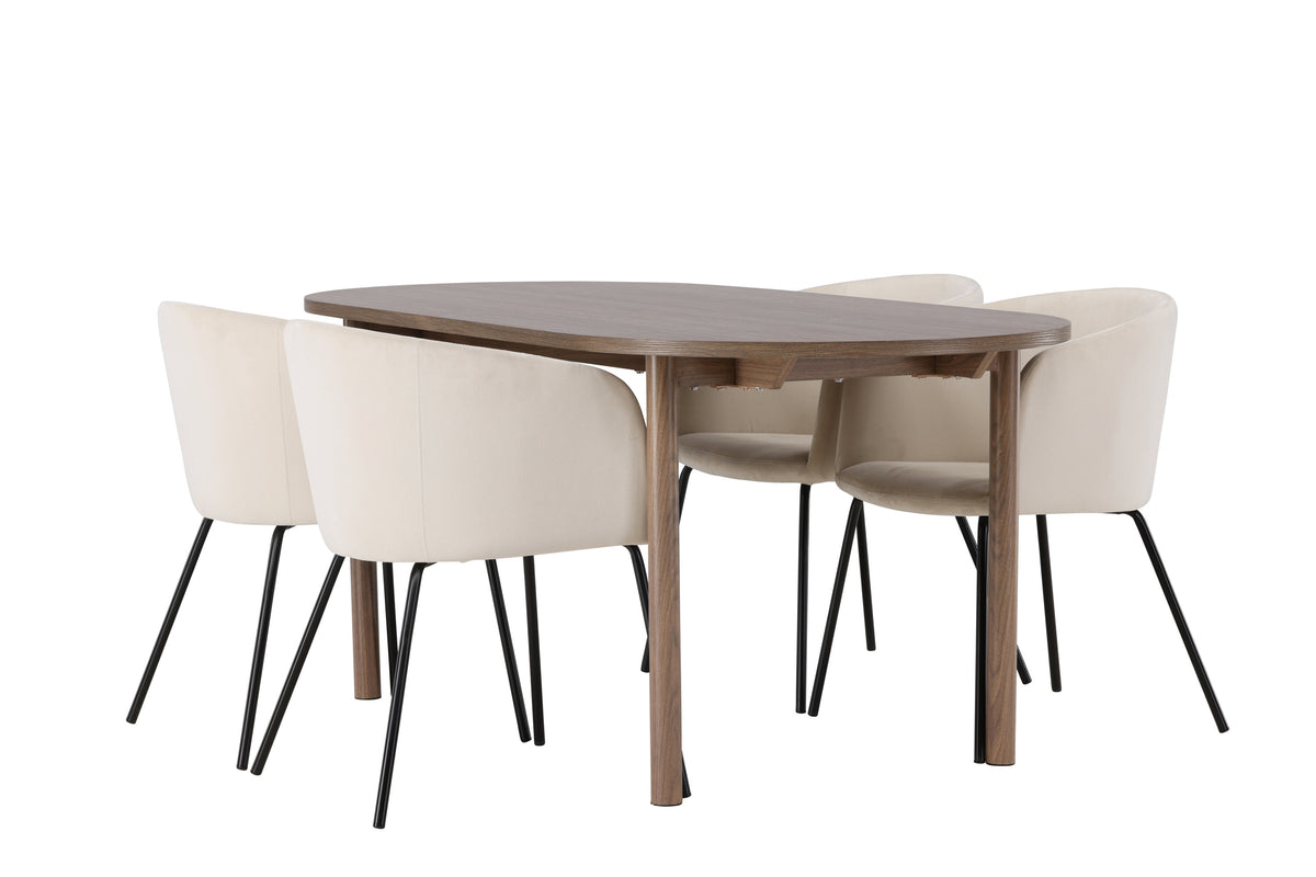 Andy Matbord med Berit Stolarna – Bord: 75x180x90 Stol: 55x78x55